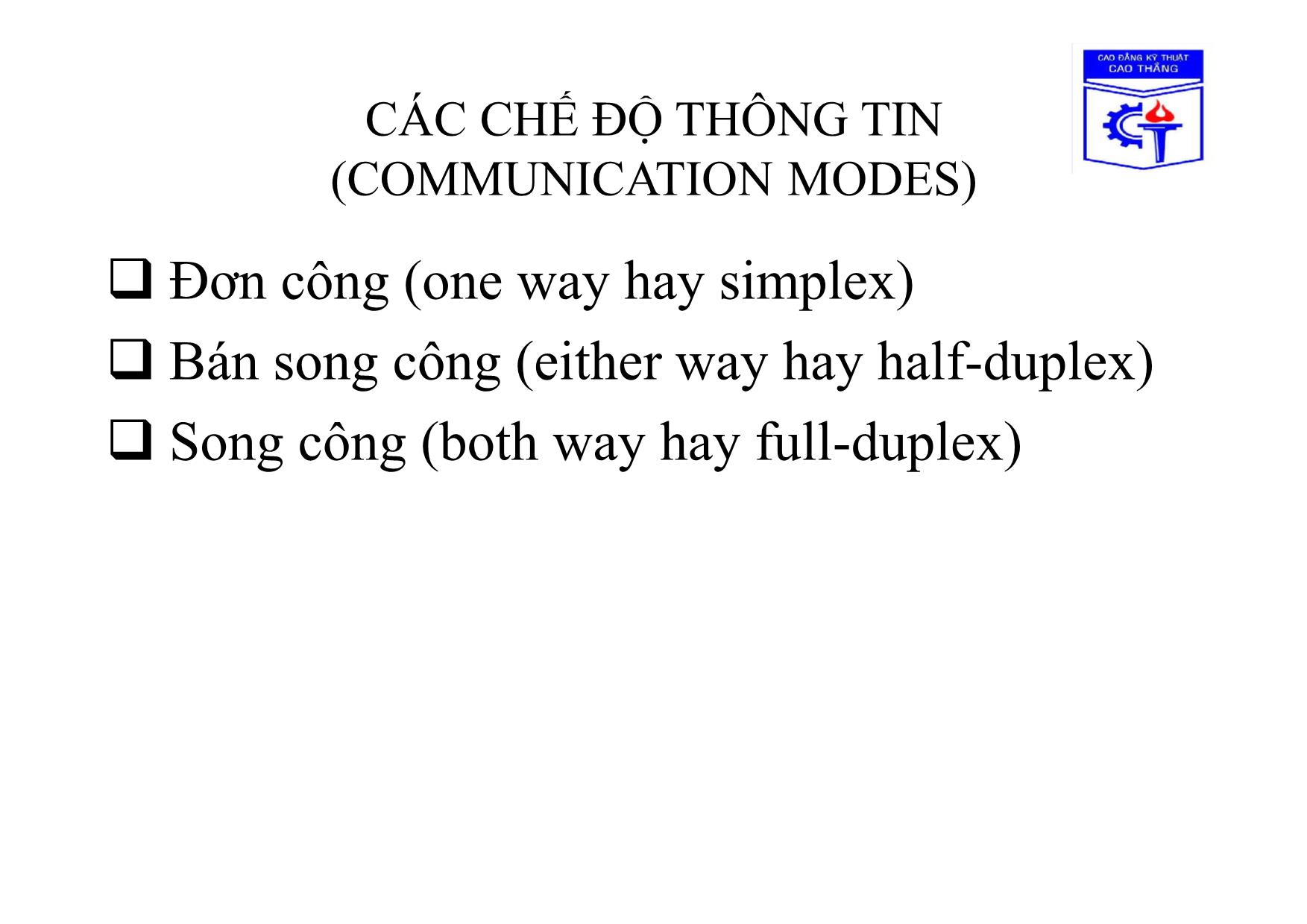 Bài giảng Truyền số học - Chương 3, Phần 1: Giao tiếp kết nối số liệu trang 4