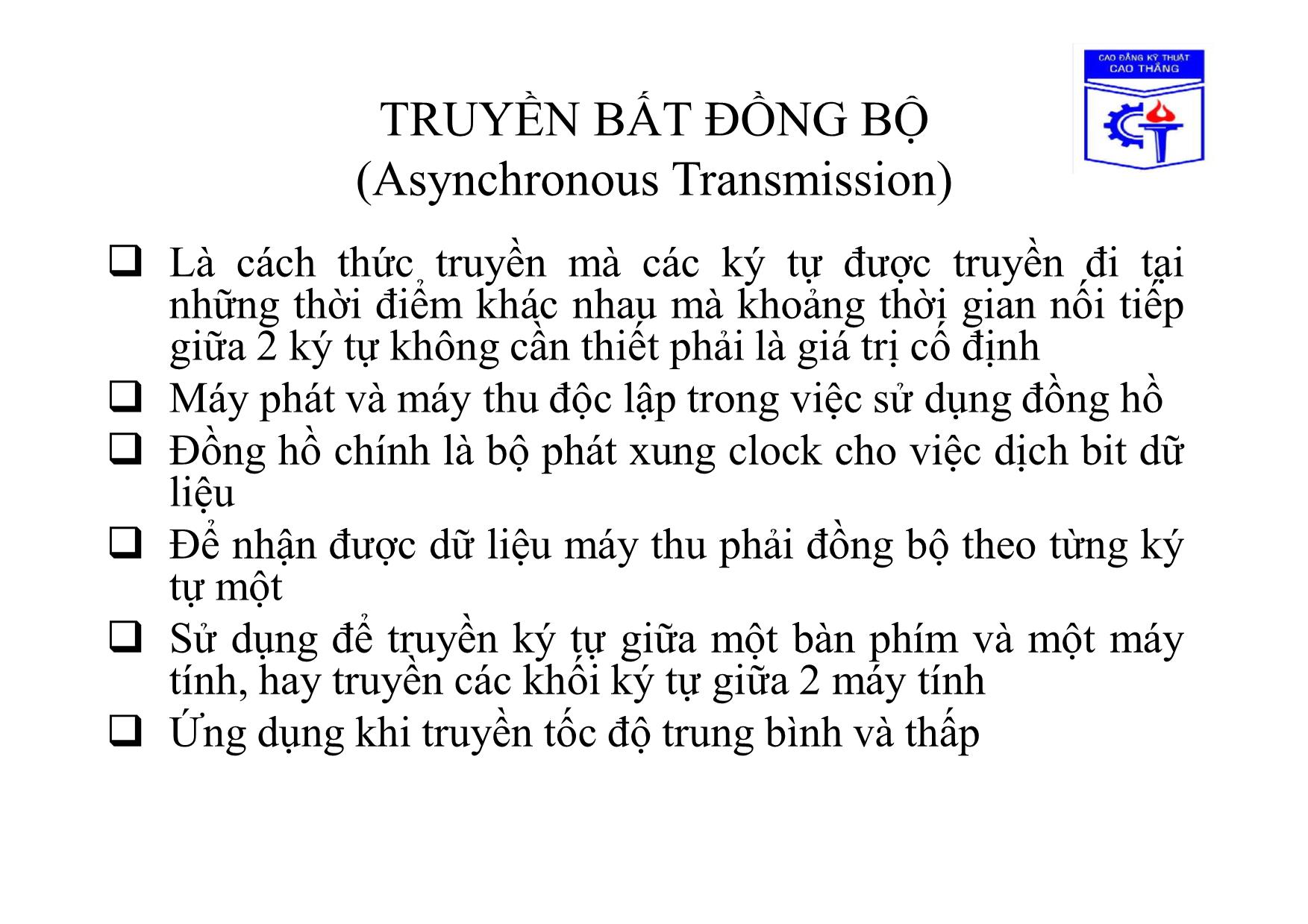 Bài giảng Truyền số học - Chương 3, Phần 1: Giao tiếp kết nối số liệu trang 8