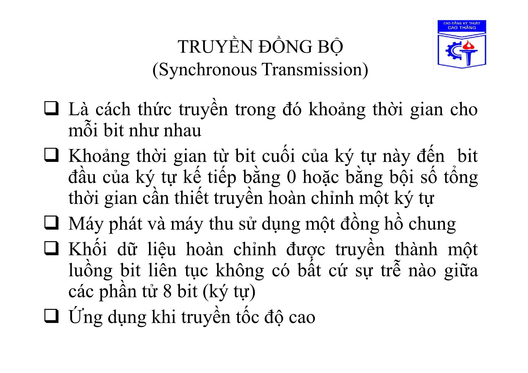 Bài giảng Truyền số học - Chương 3, Phần 1: Giao tiếp kết nối số liệu trang 9