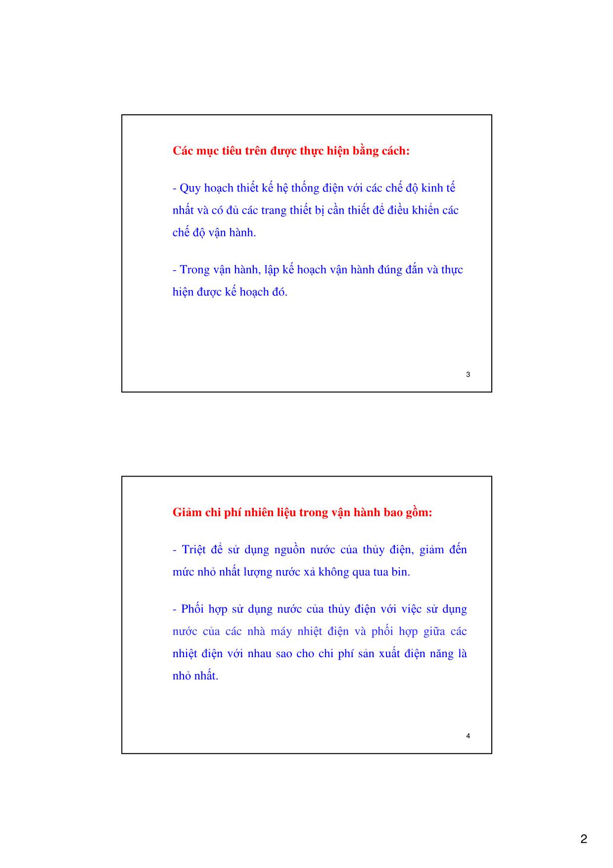 Bài giảng Vận hành và điều khiển hệ thống điện - Chương 3: Chế độ làm việc kinh tế của hệ thống điện - Võ Ngọc Điều trang 2