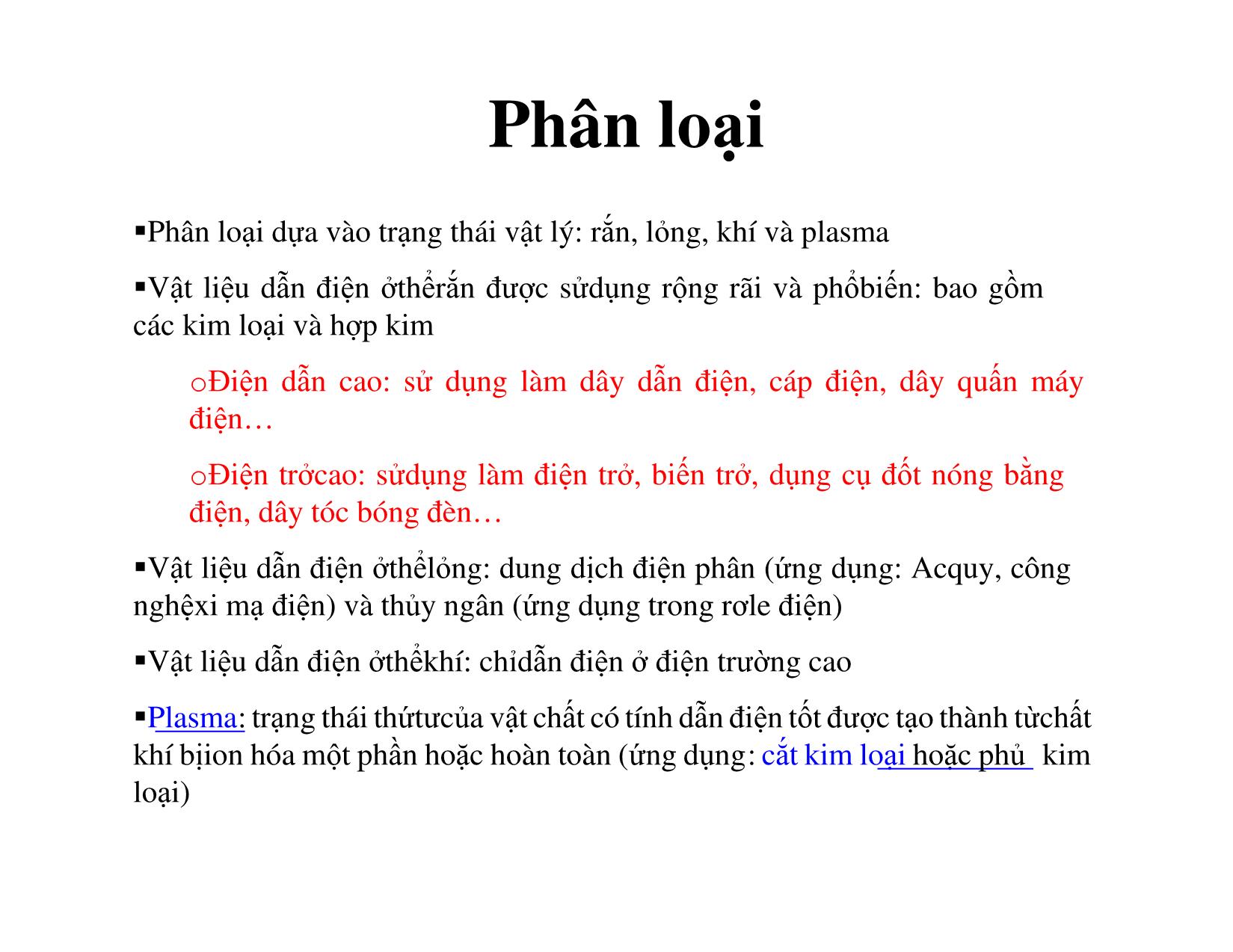 Bài giảng Vật liệu điện - Chương 2, Phần 1: Vật liệu dẫn điện và cáp điện trang 2