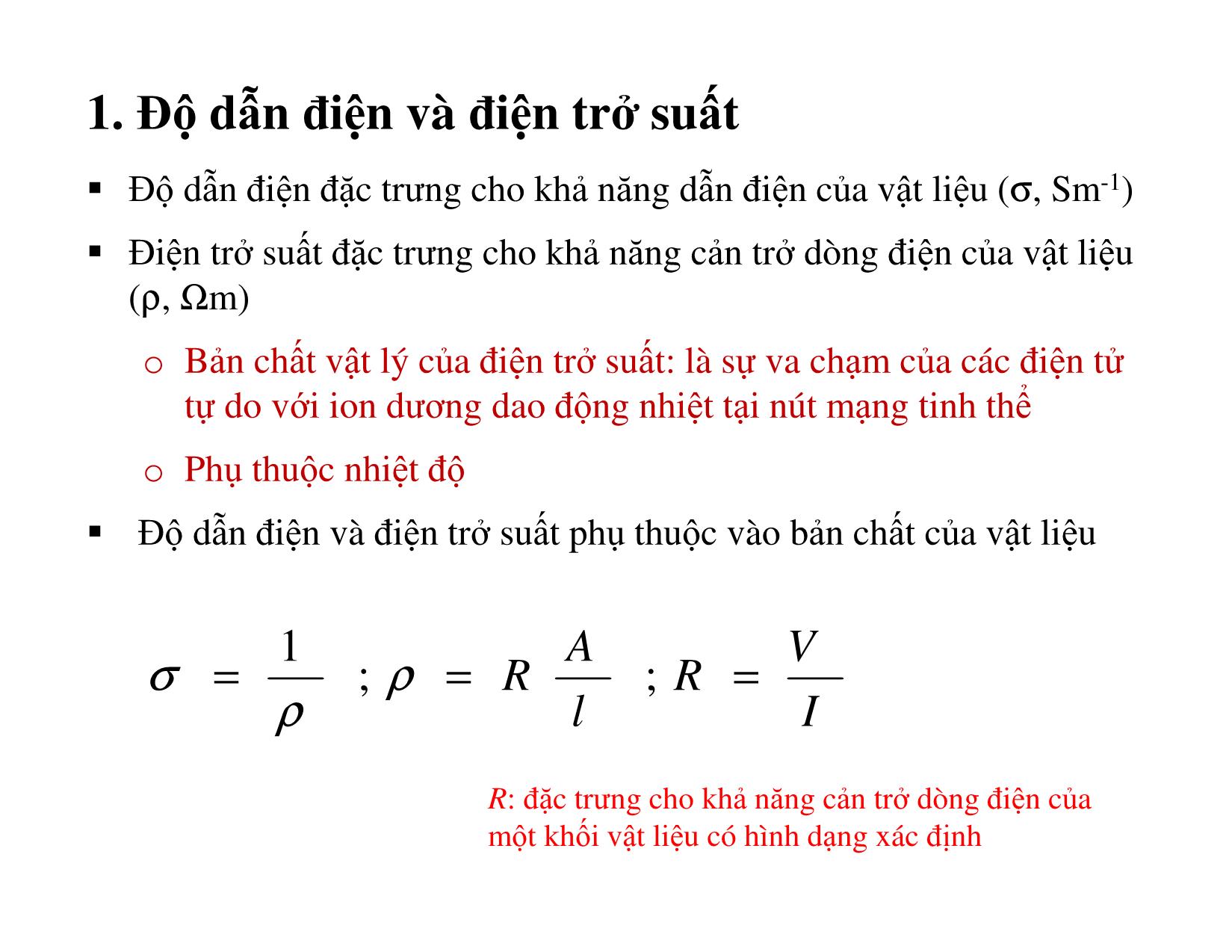 Bài giảng Vật liệu điện - Chương 2, Phần 1: Vật liệu dẫn điện và cáp điện trang 9