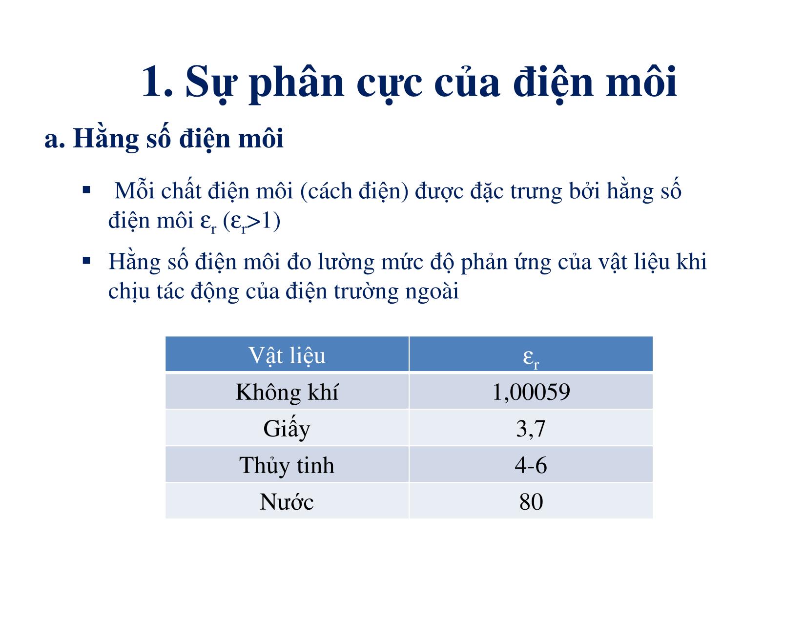 Bài giảng Vật liệu điện - Chương 3: Các quá trình vật lý trong điện môi trang 2