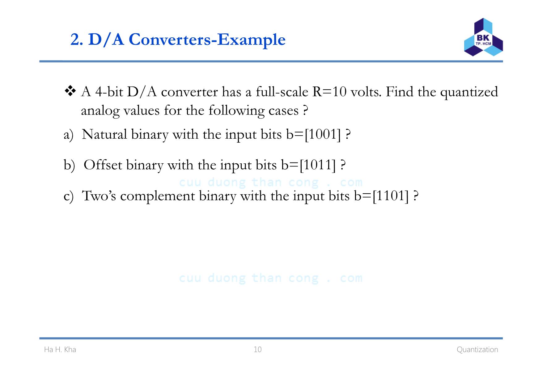 Bài giảng Xử lý tín hiệu số - Chương 2: Quantization - Hà Hoàng Kha trang 10