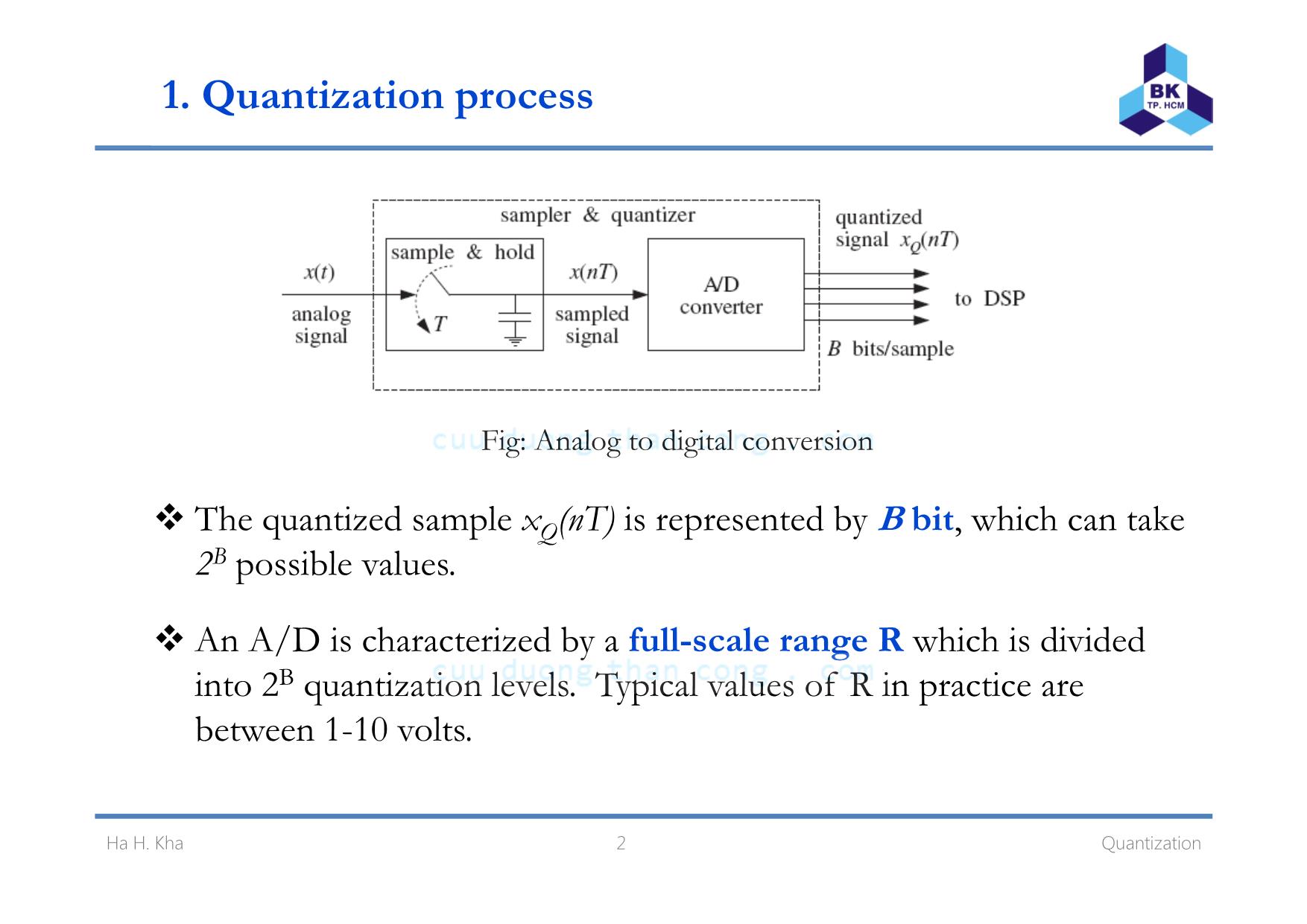 Bài giảng Xử lý tín hiệu số - Chương 2: Quantization - Hà Hoàng Kha trang 2