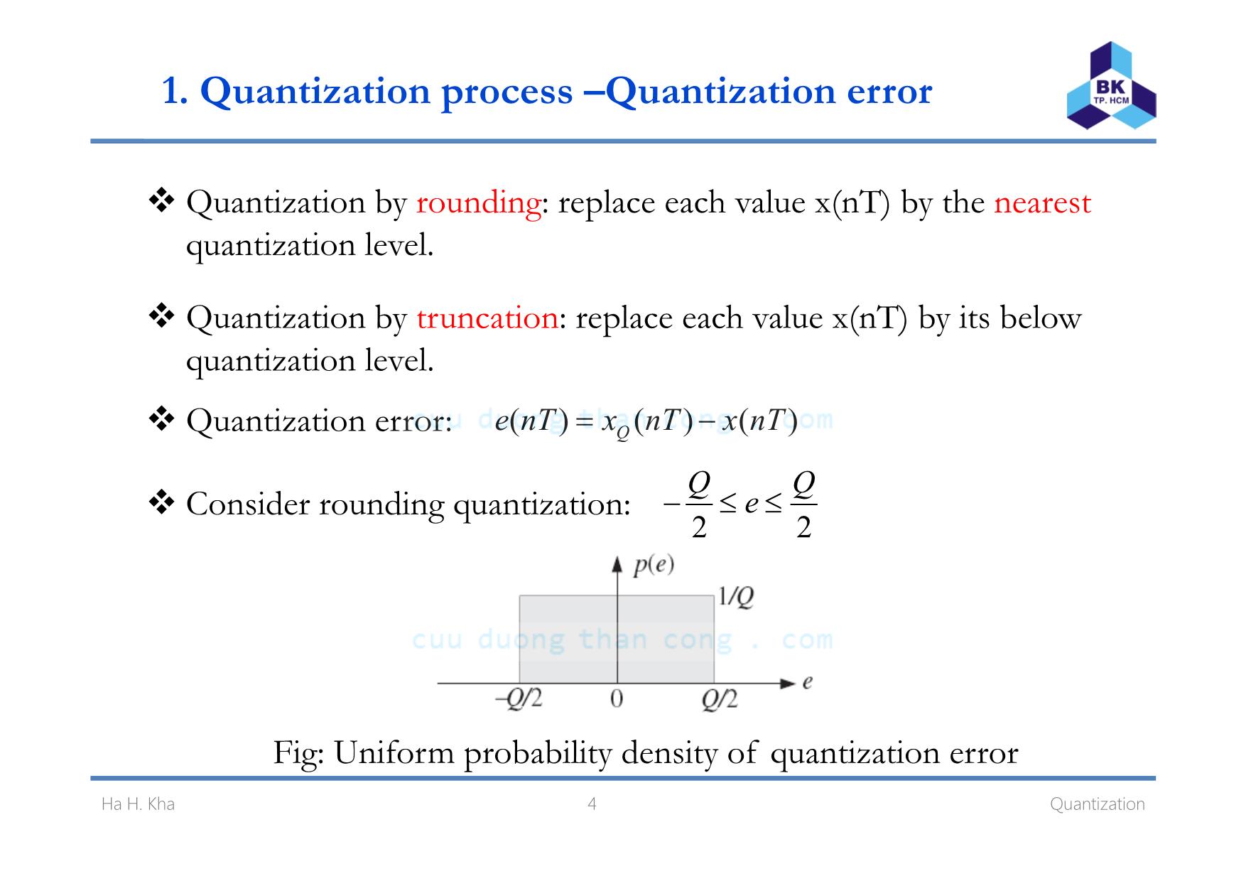 Bài giảng Xử lý tín hiệu số - Chương 2: Quantization - Hà Hoàng Kha trang 4