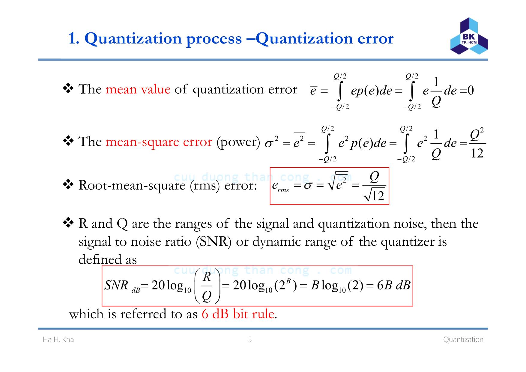 Bài giảng Xử lý tín hiệu số - Chương 2: Quantization - Hà Hoàng Kha trang 5