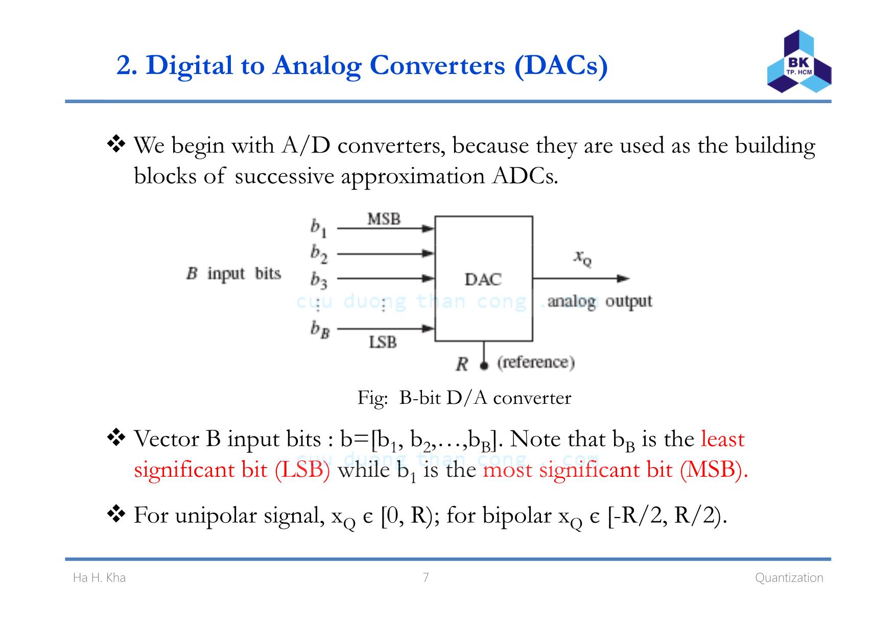 Bài giảng Xử lý tín hiệu số - Chương 2: Quantization - Hà Hoàng Kha trang 7