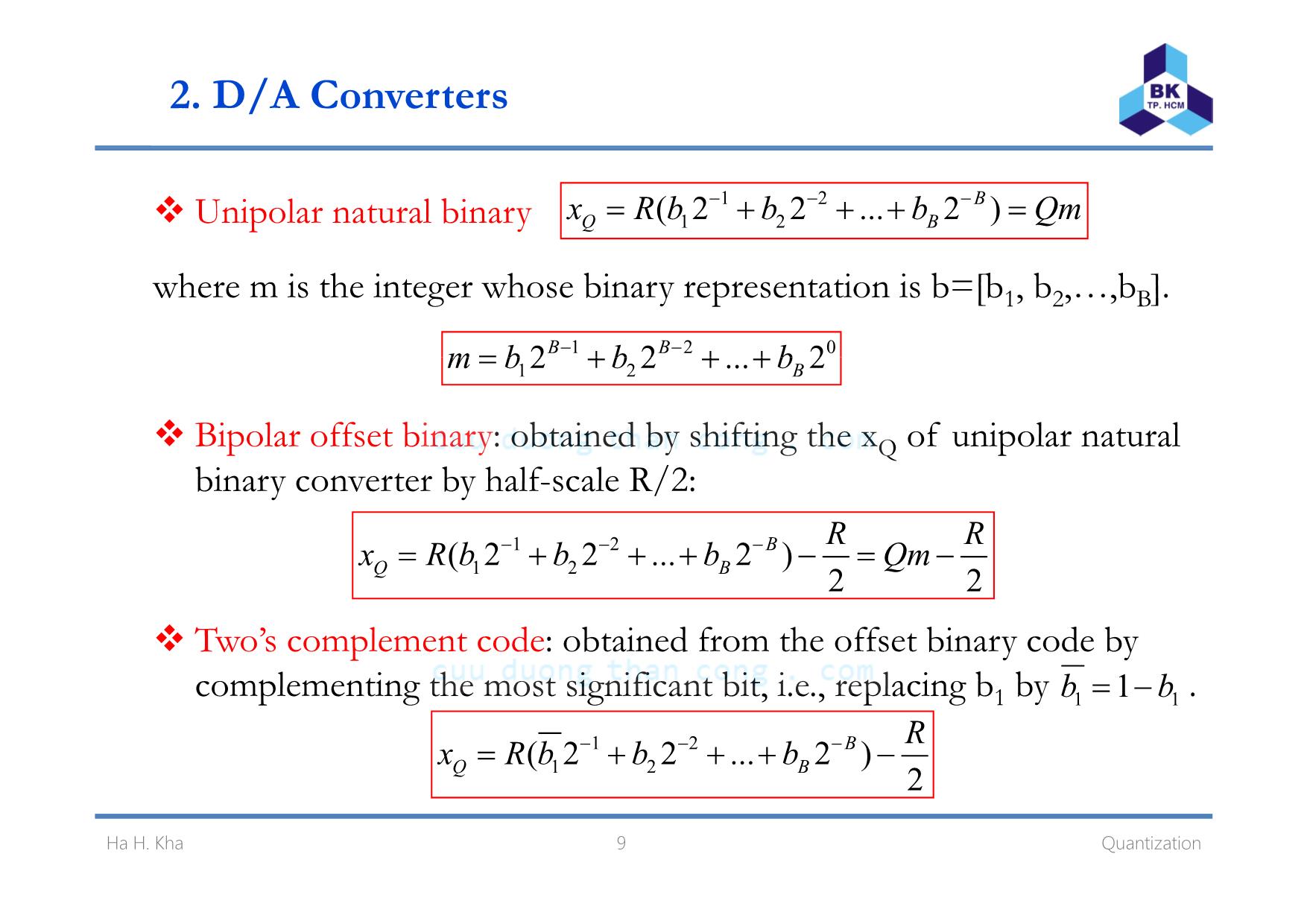 Bài giảng Xử lý tín hiệu số - Chương 2: Quantization - Hà Hoàng Kha trang 9