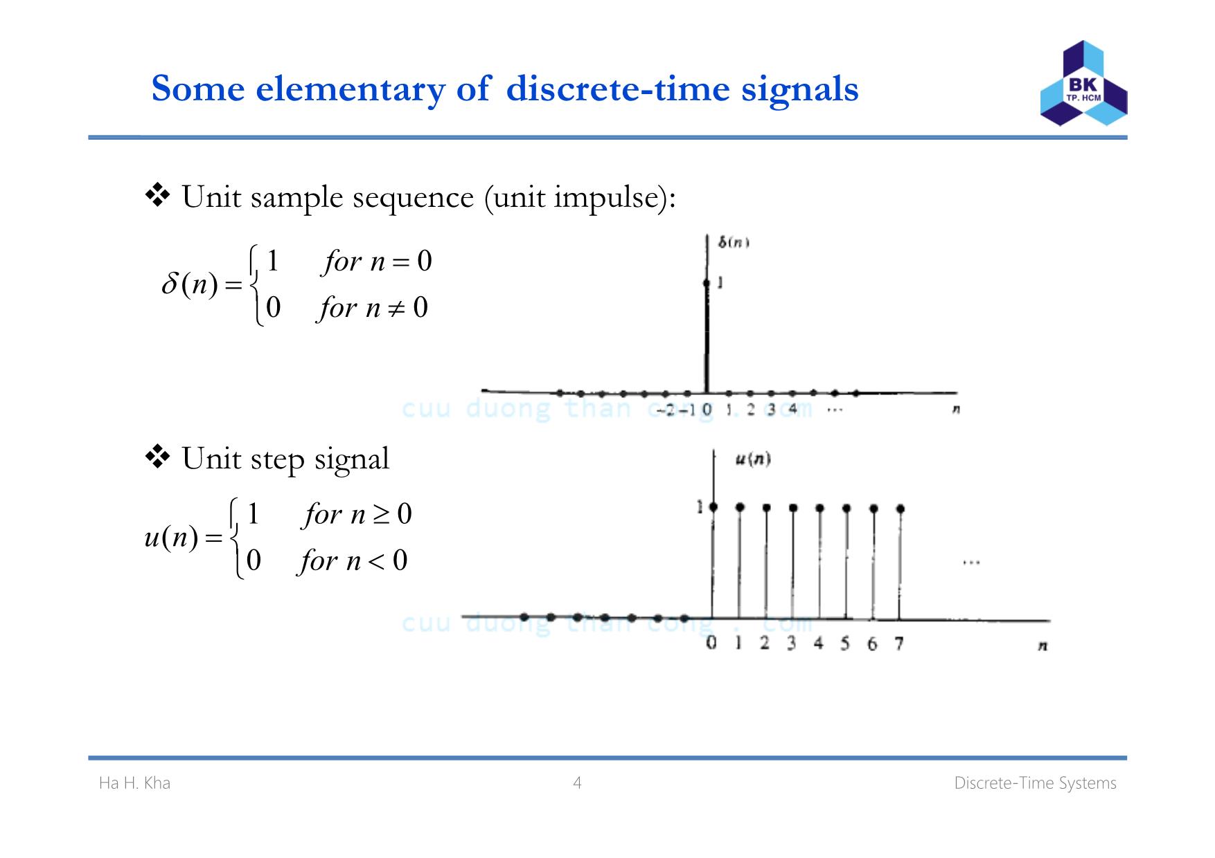 Bài giảng Xử lý tín hiệu số - Chương 3: Discrete. Time systems - Hà Hoàng Kha trang 4