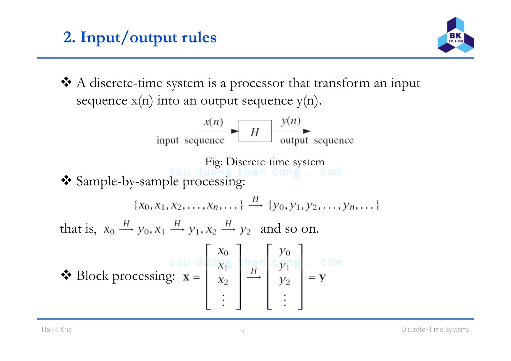 Bài giảng Xử lý tín hiệu số - Chương 3: Discrete. Time systems - Hà Hoàng Kha trang 5