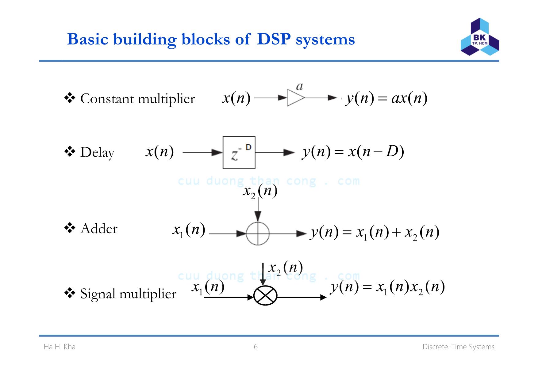 Bài giảng Xử lý tín hiệu số - Chương 3: Discrete. Time systems - Hà Hoàng Kha trang 6