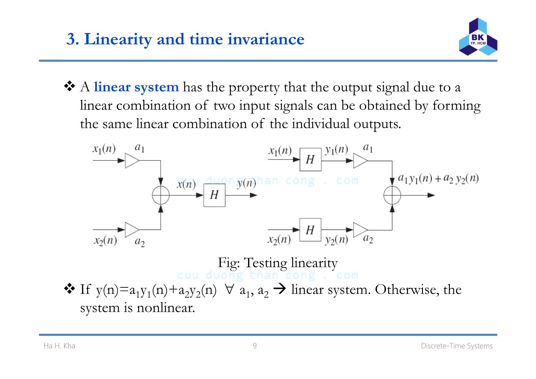 Bài giảng Xử lý tín hiệu số - Chương 3: Discrete. Time systems - Hà Hoàng Kha trang 9