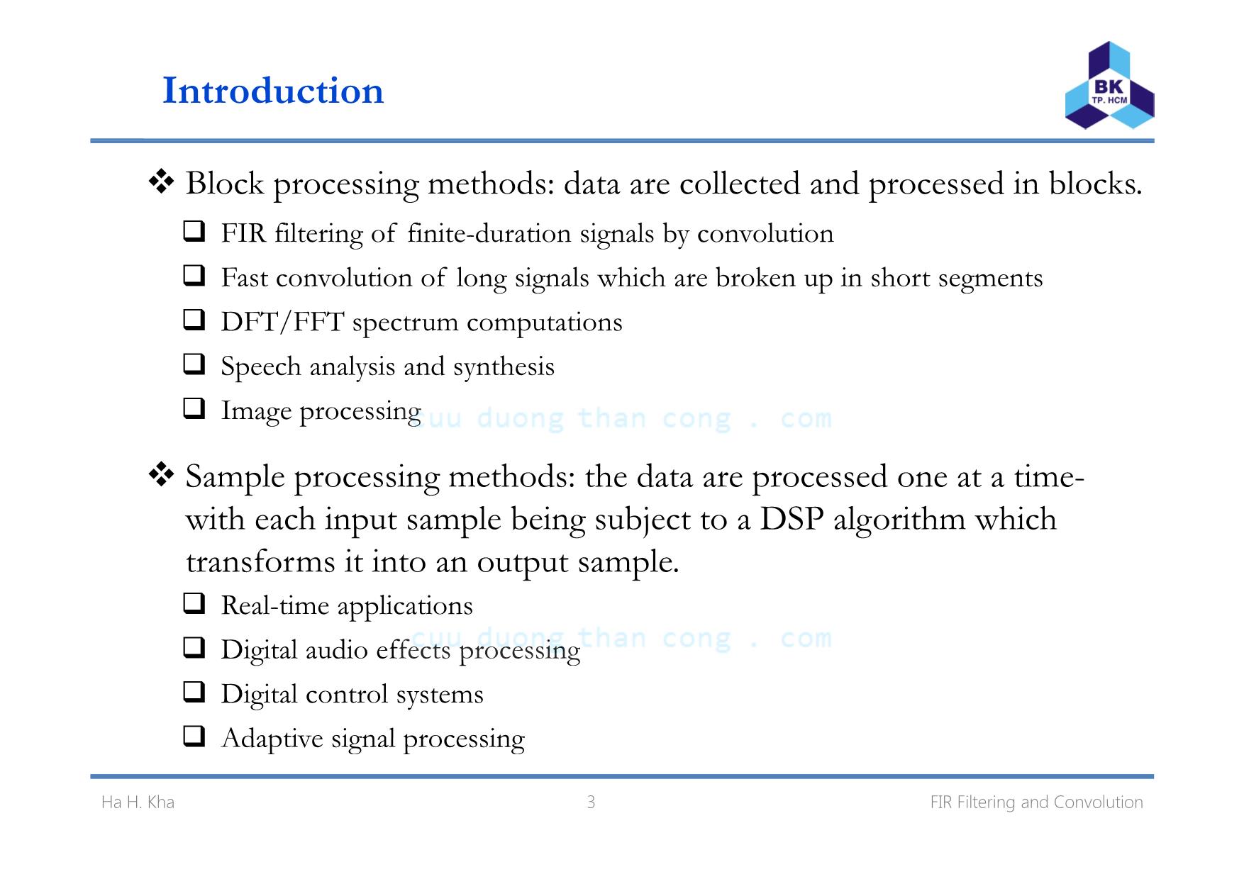 Bài giảng Xử lý tín hiệu số - Chương 4: Fir filtering and convolution - Hà Hoàng Kha trang 3