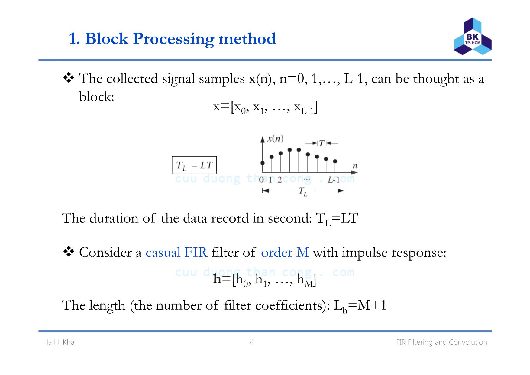 Bài giảng Xử lý tín hiệu số - Chương 4: Fir filtering and convolution - Hà Hoàng Kha trang 4