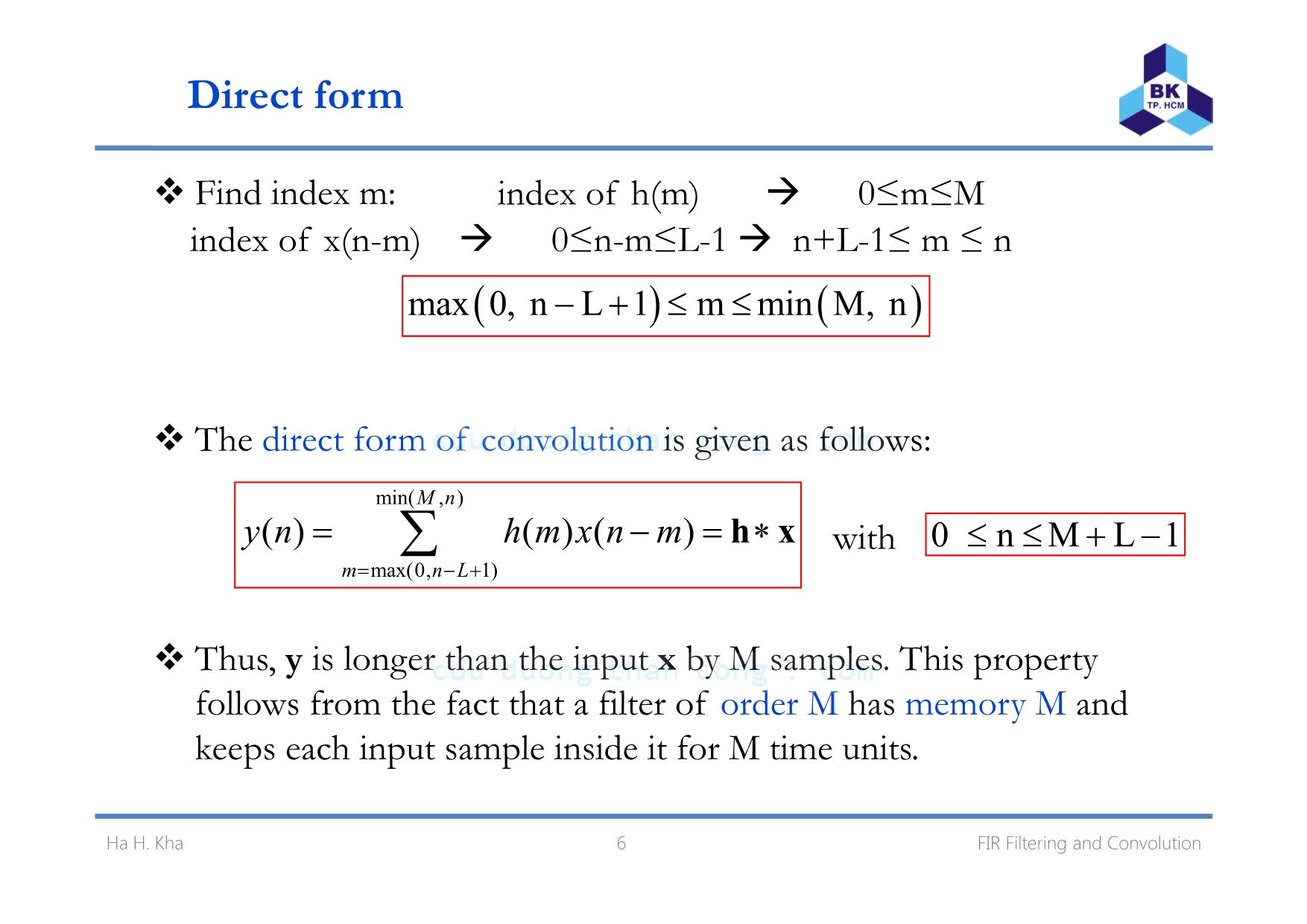 Bài giảng Xử lý tín hiệu số - Chương 4: Fir filtering and convolution - Hà Hoàng Kha trang 6