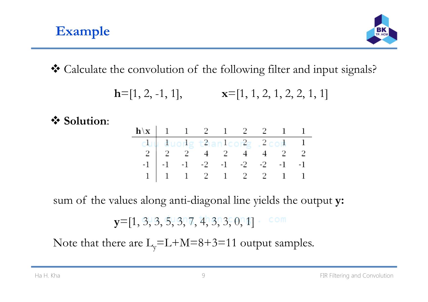 Bài giảng Xử lý tín hiệu số - Chương 4: Fir filtering and convolution - Hà Hoàng Kha trang 9