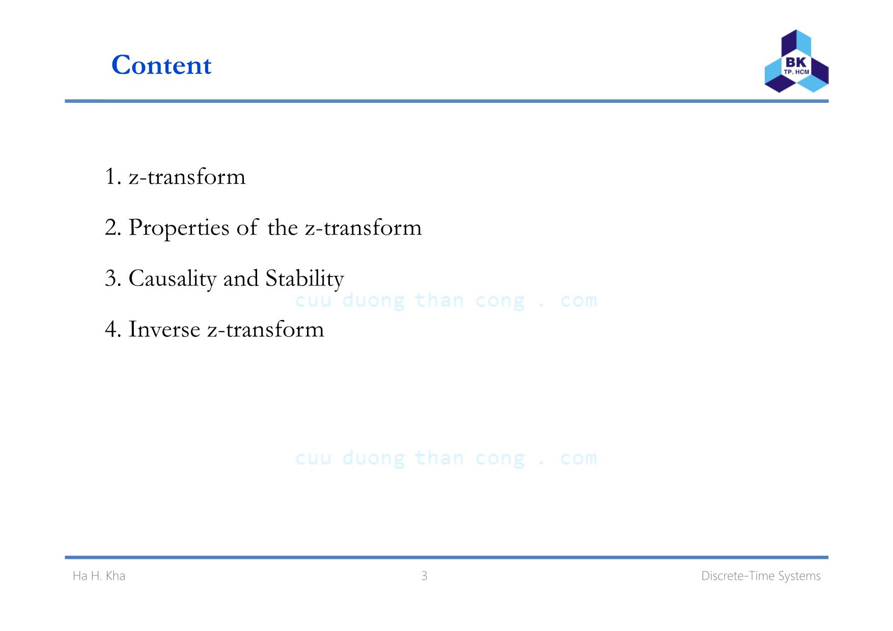 Bài giảng Xử lý tín hiệu số - Chương 5: z-Transform - Hà Hoàng Kha trang 3