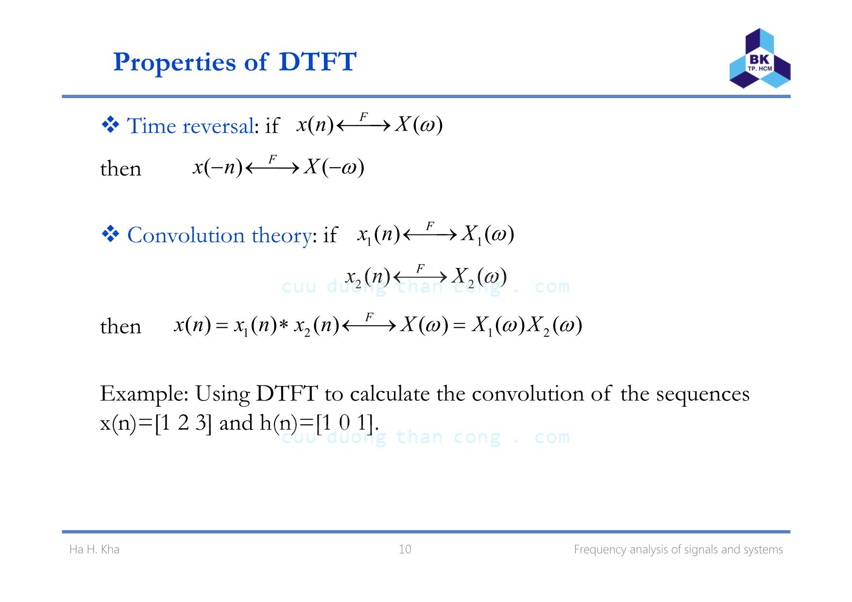 Bài giảng Xử lý tín hiệu số - Chương 7: Frequency analysis of signals and systems - Hà Hoàng Kha trang 10