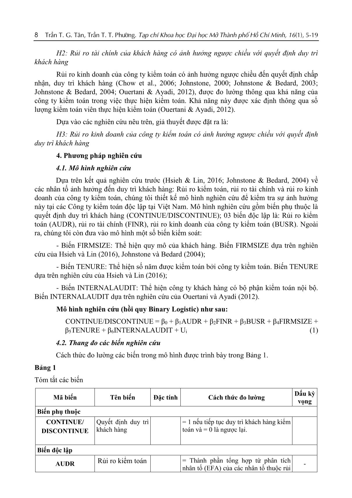 Các nhân tố ảnh hưởng đến quyết định duy trì khách hàng tại các Công ty kiểm toán độc lập - Nghiên cứu thực nghiệm tại Việt Nam trang 4