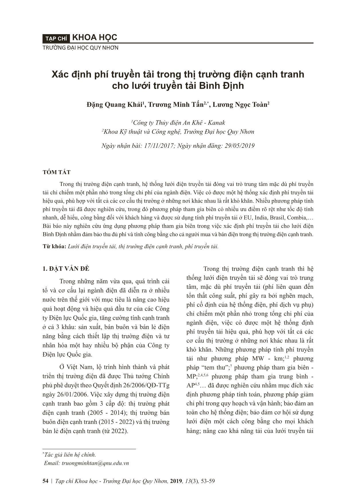 Calculating transmission cost in competitive electricity markets for Binh Dinh power transmission networks trang 2