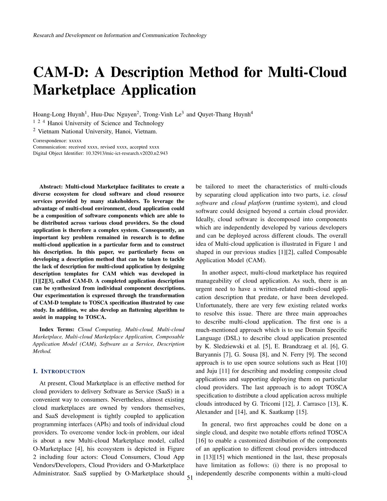 CAM-D: A description method for multi-cloud marketplace application trang 1