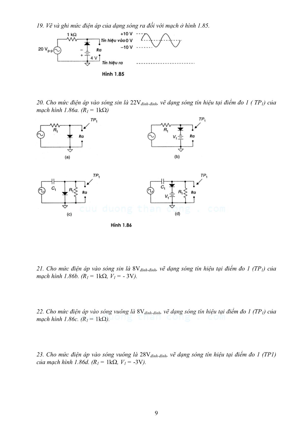 Câu hỏi và bài tập Cấu kiện điện tử trang 10