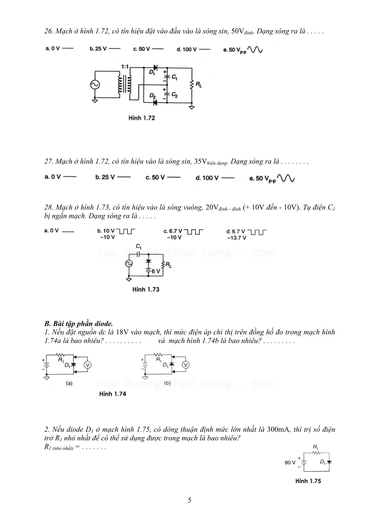 Câu hỏi và bài tập Cấu kiện điện tử trang 6