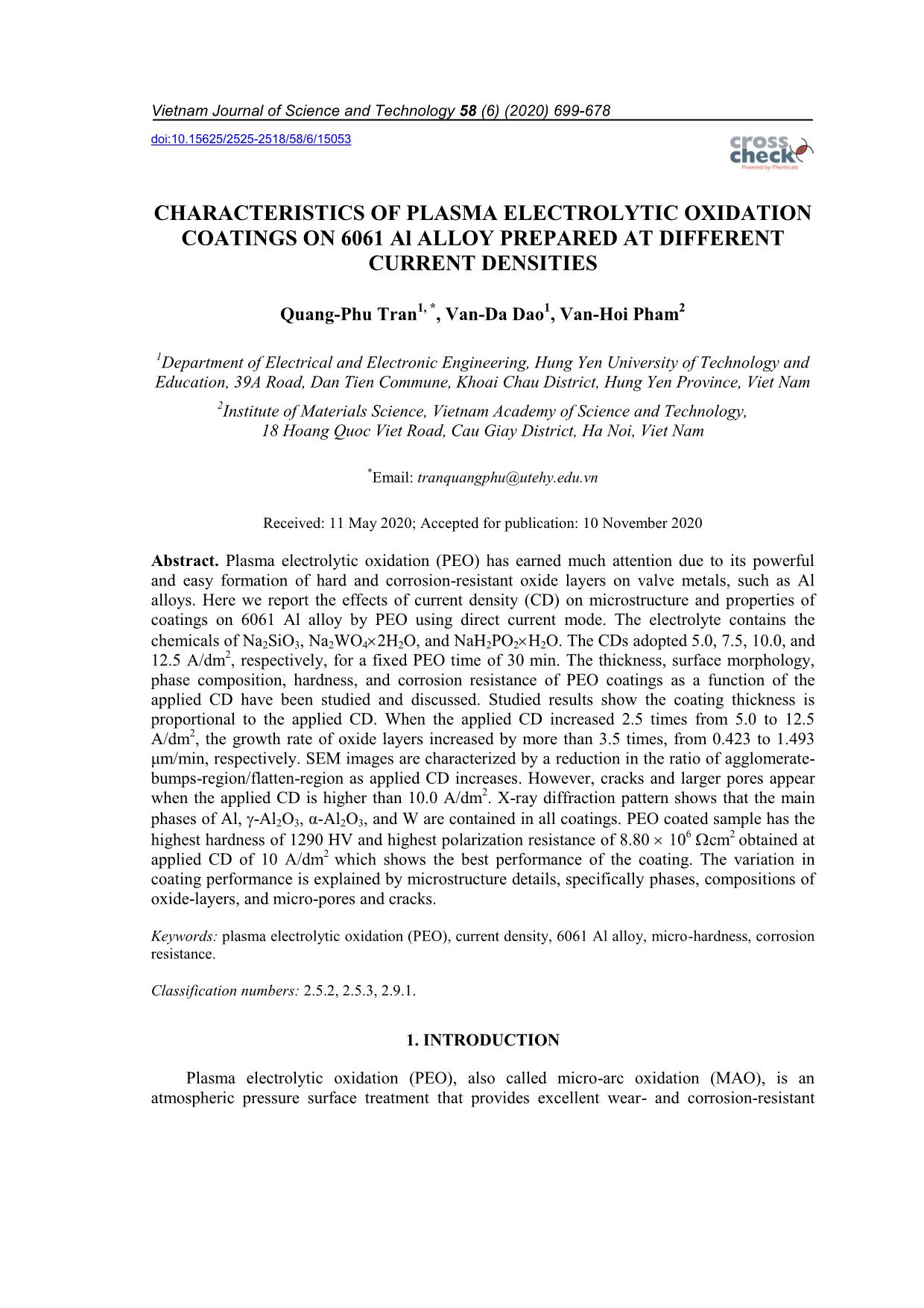 Characteristics of plasma electrolytic oxidation coatings on 6061 al alloy prepared at different current densities trang 1