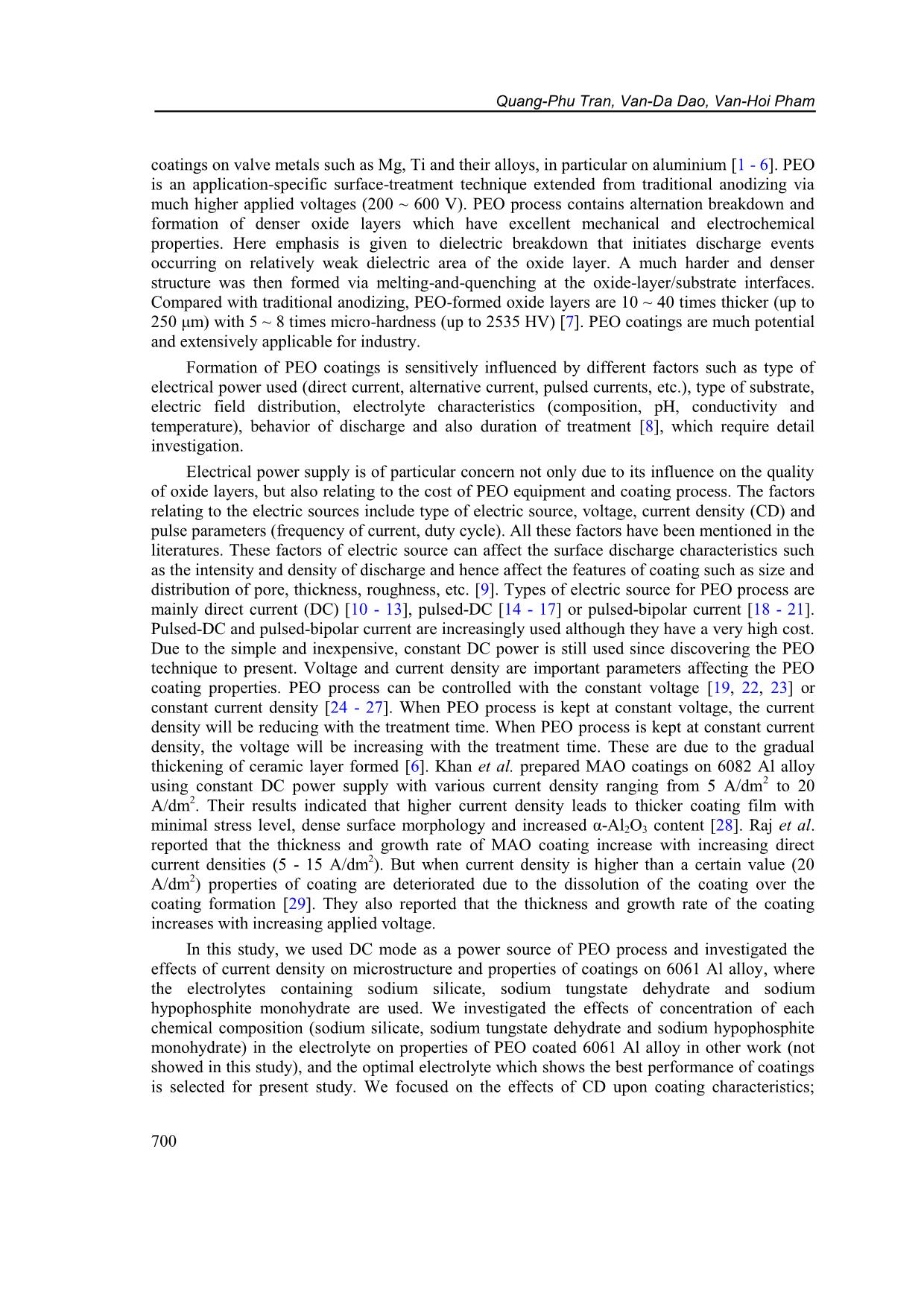 Characteristics of plasma electrolytic oxidation coatings on 6061 al alloy prepared at different current densities trang 2