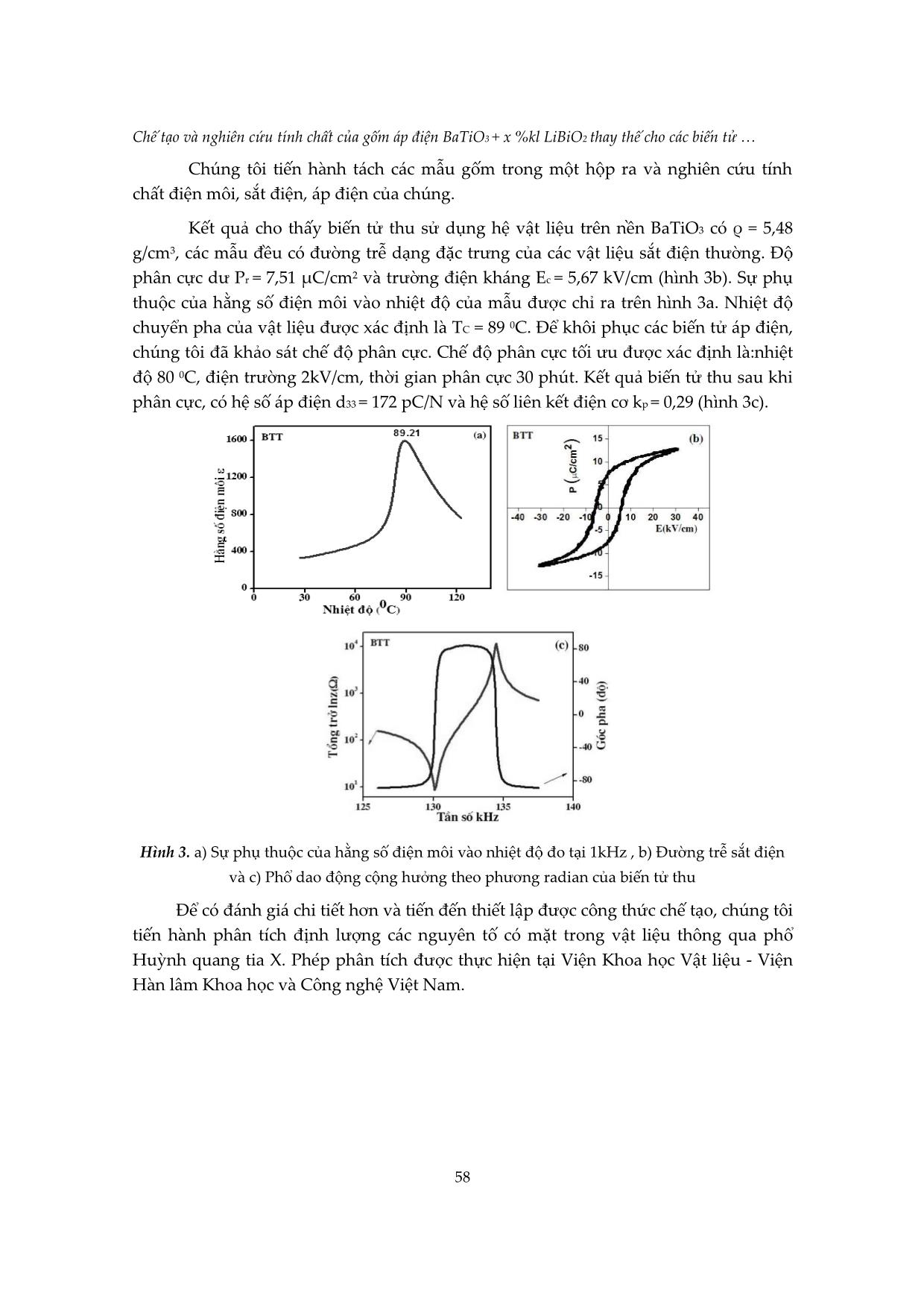 Chế tạo và nghiên cứu tính chất của gốm áp điện BaTiO3 + x %kl libio2 thay thế cho các biến tử áp điện trong hệ thống sona nhúng vgs-3 trang 4
