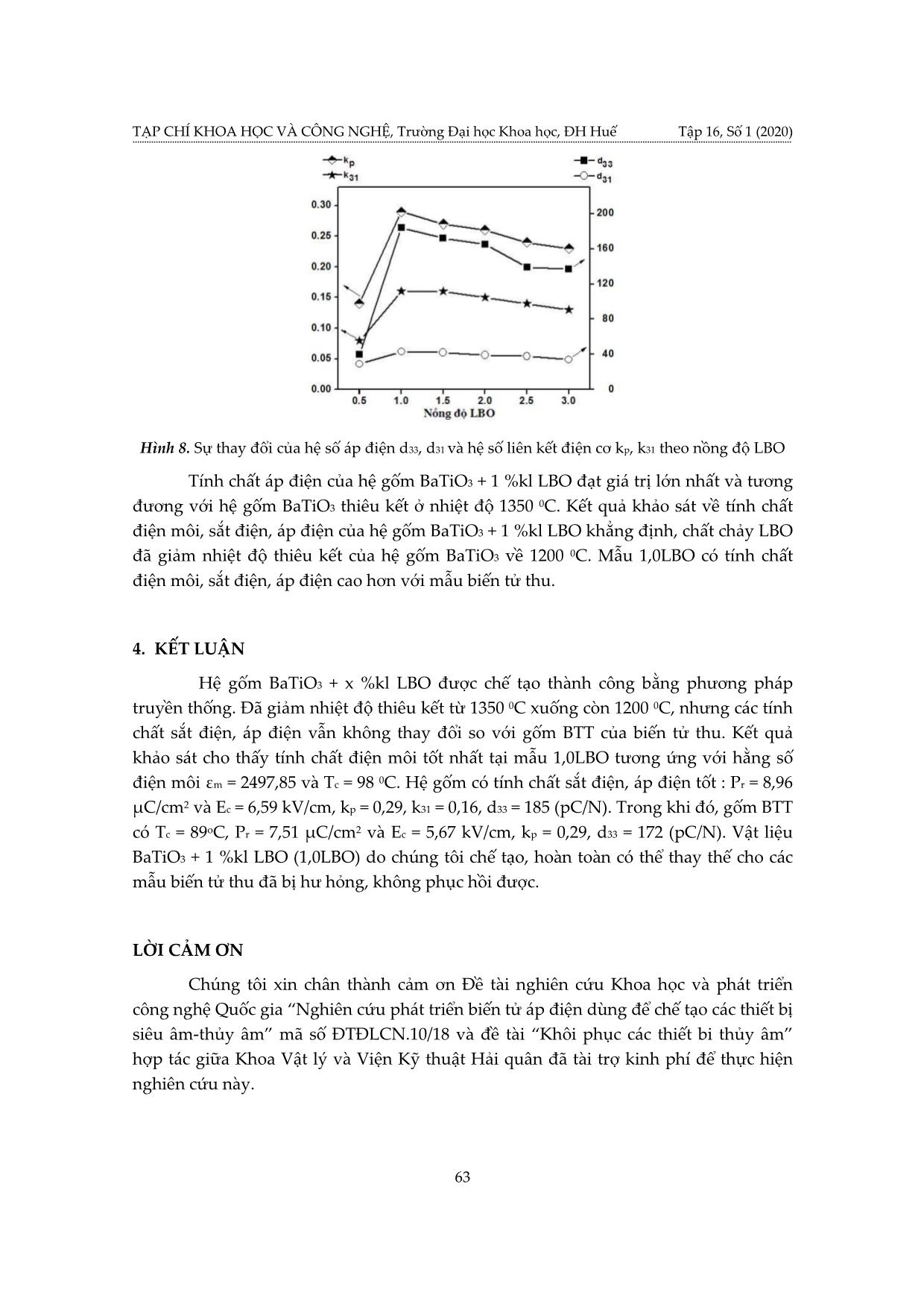 Chế tạo và nghiên cứu tính chất của gốm áp điện BaTiO3 + x %kl libio2 thay thế cho các biến tử áp điện trong hệ thống sona nhúng vgs-3 trang 9