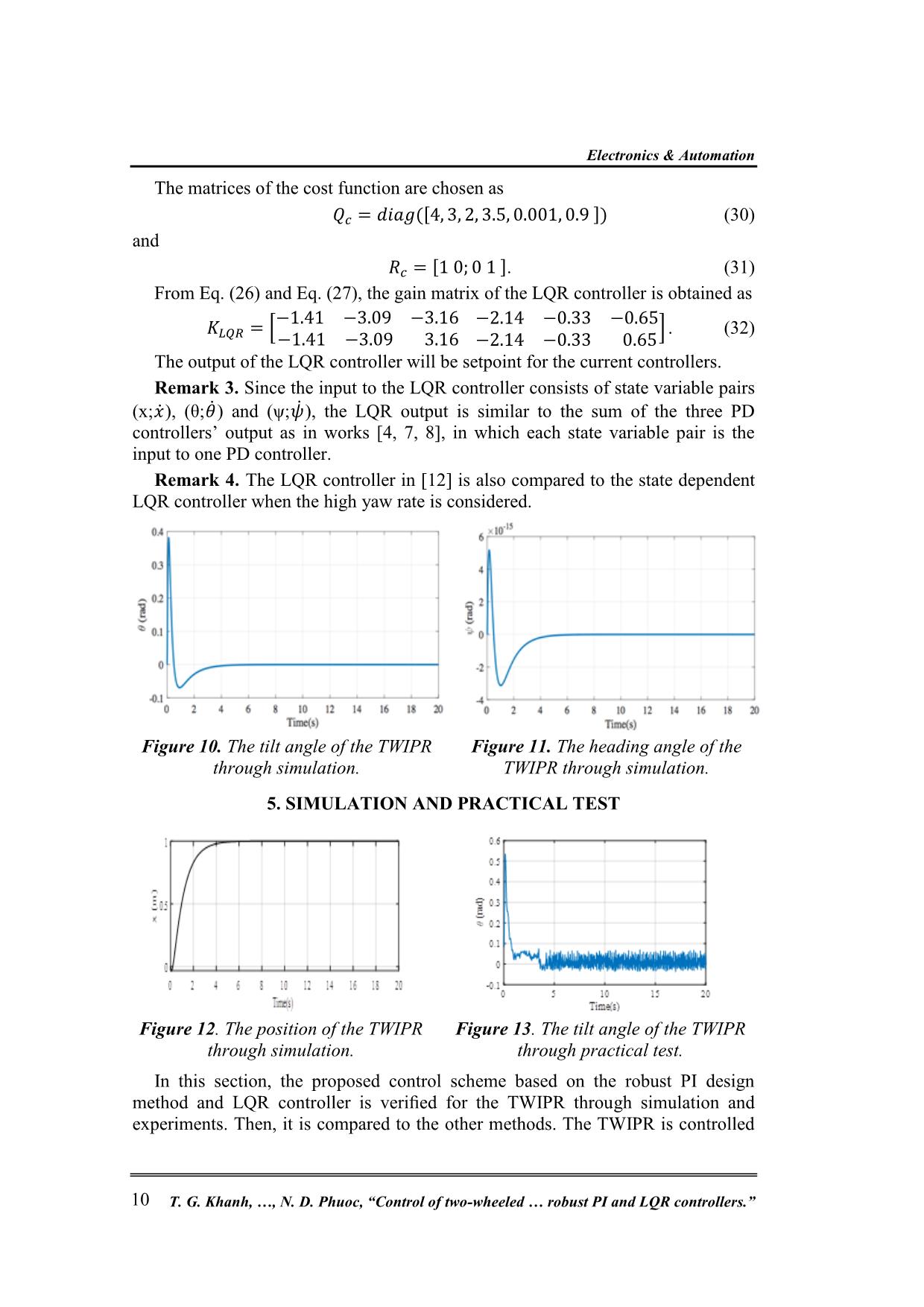 Control of two - wheeled inverted pendulum robot using robust pi and lqr controllers trang 10