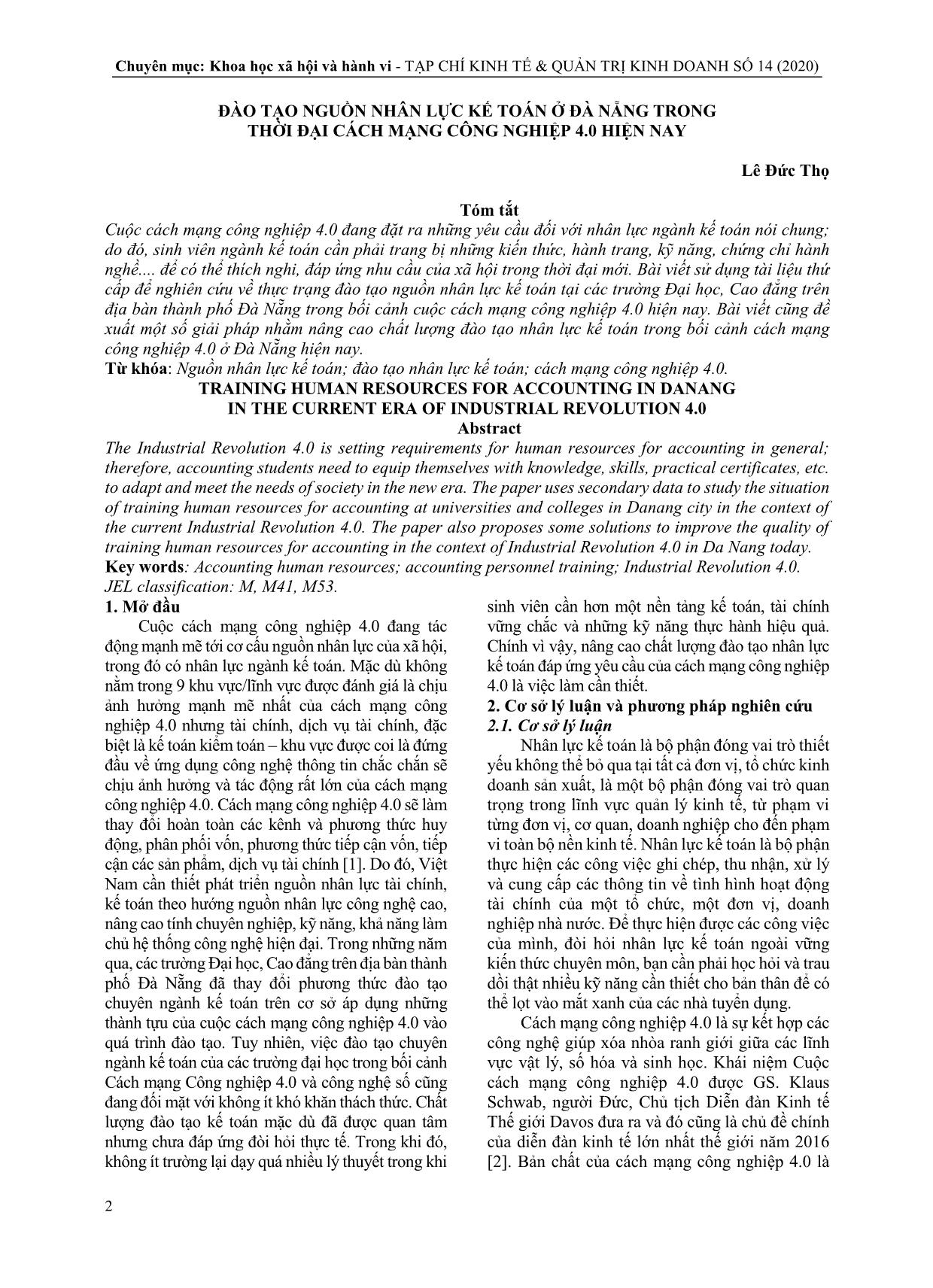 Đào tạo nguồn nhân lực kế toán ở Đà Nẵng trong thời đại cách mạng công nghiệp 4.0 hiện nay trang 1