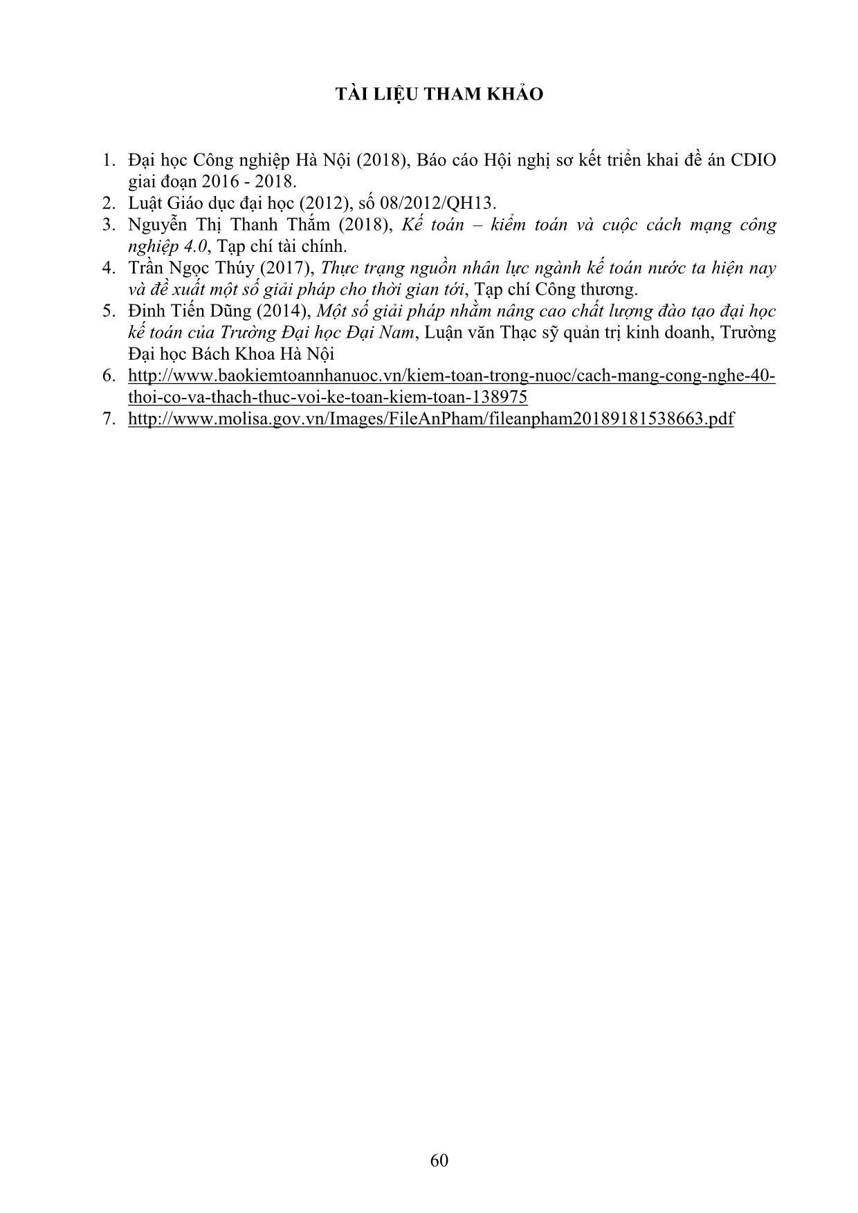 Đào tạo nhân lực kế toán, kiểm toán trong bối cảnh hội nhập và cách mạng 4.0 – Cơ hội và thách thức trang 10