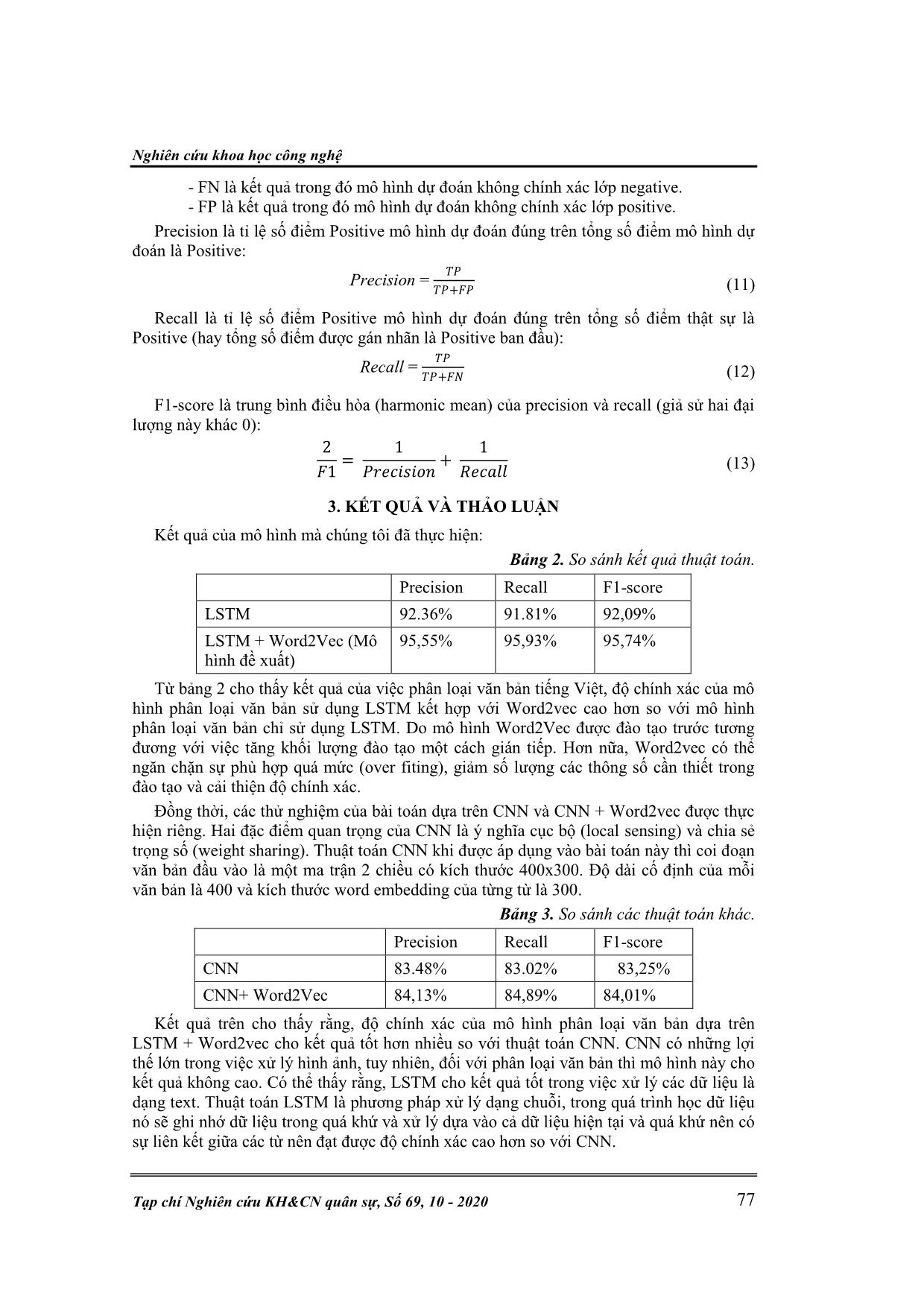 Đề xuất thuật toán phân loại văn bản tiếng Việt sử dụng mạng LSTM và Word2vec trang 9