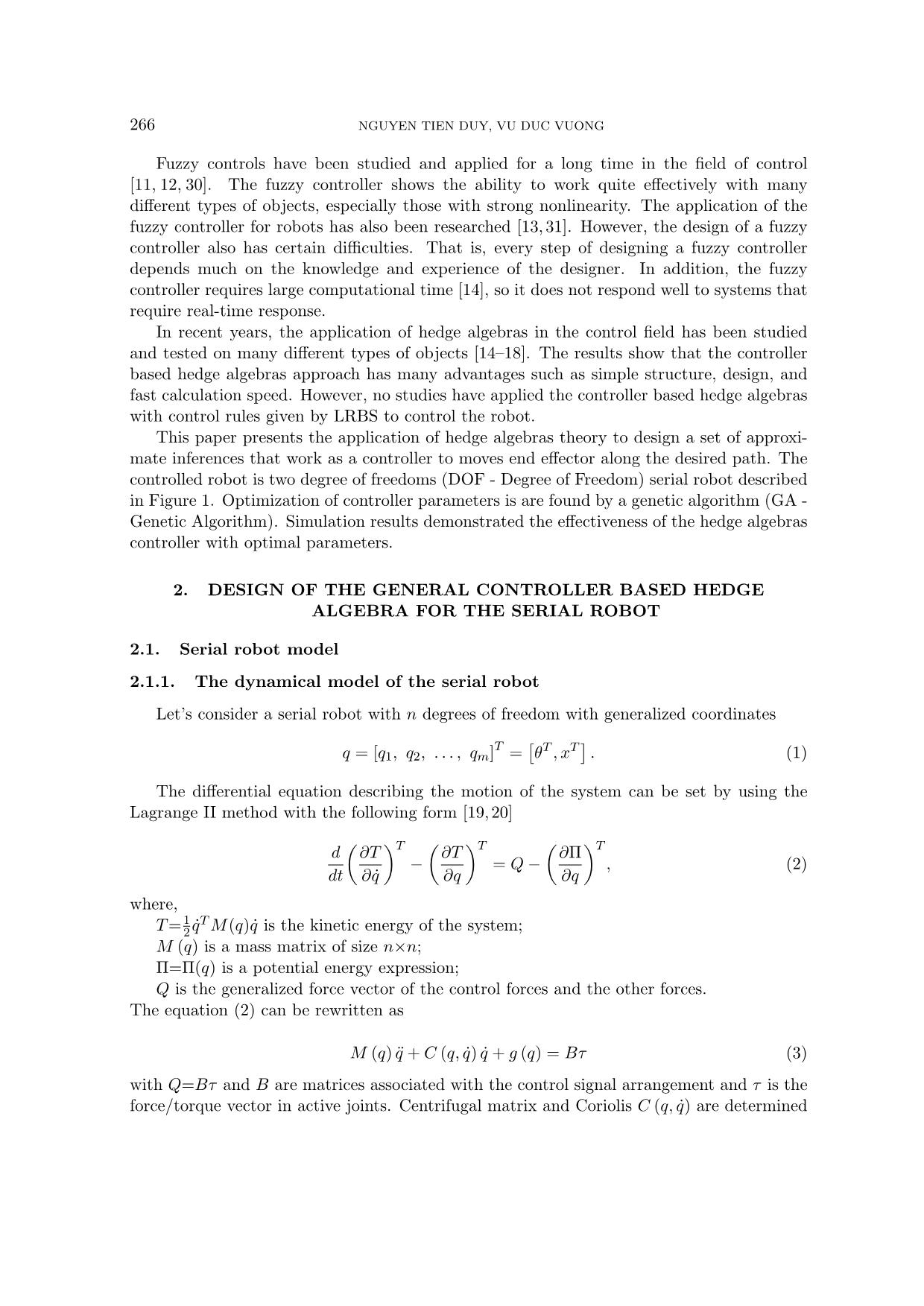 Designing hedge algebraic controller and optimizing by genetic algorithm for serial robots adhering trajectories trang 2