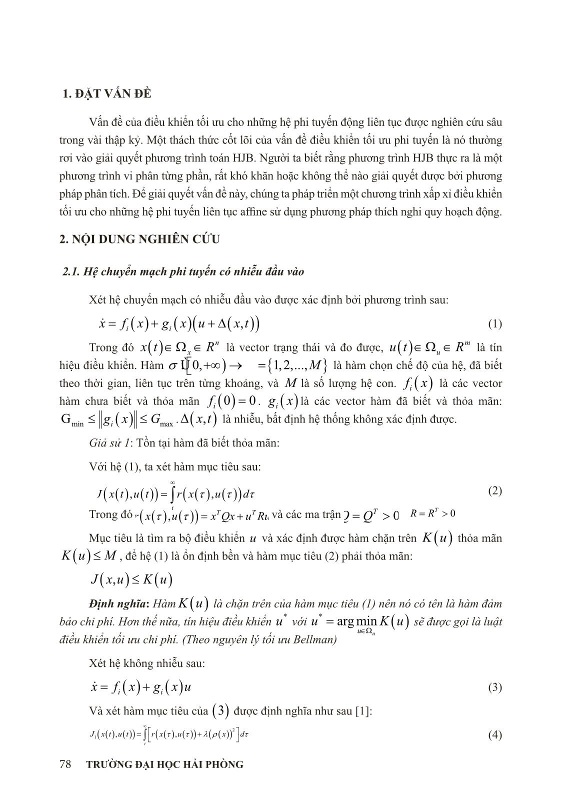 Điều khiển tối ưu trực tuyến cho các hệ phi tuyến liên tục trang 2