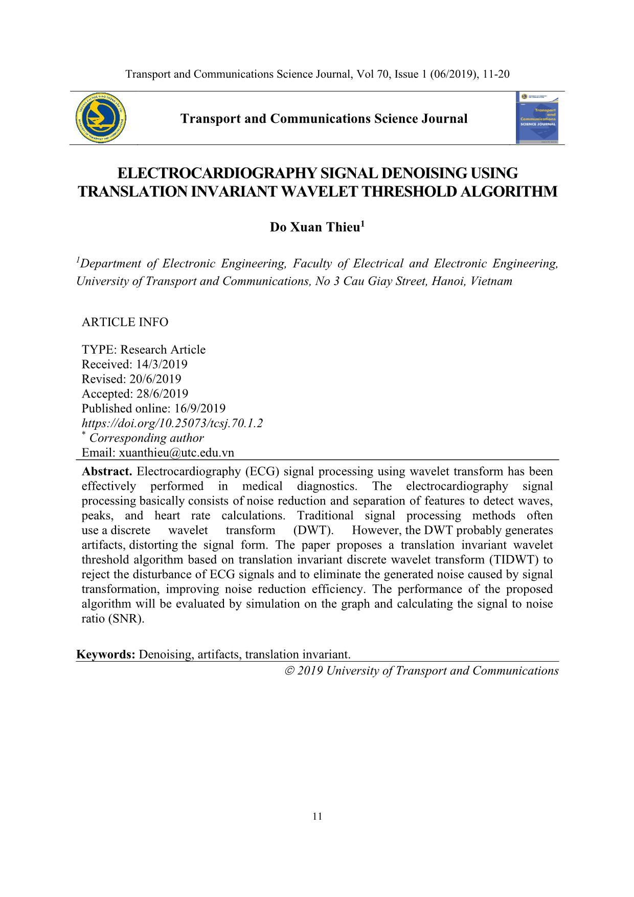 Electrocardiography signal denoising using translation invariant wavelet threshold algorithm trang 1