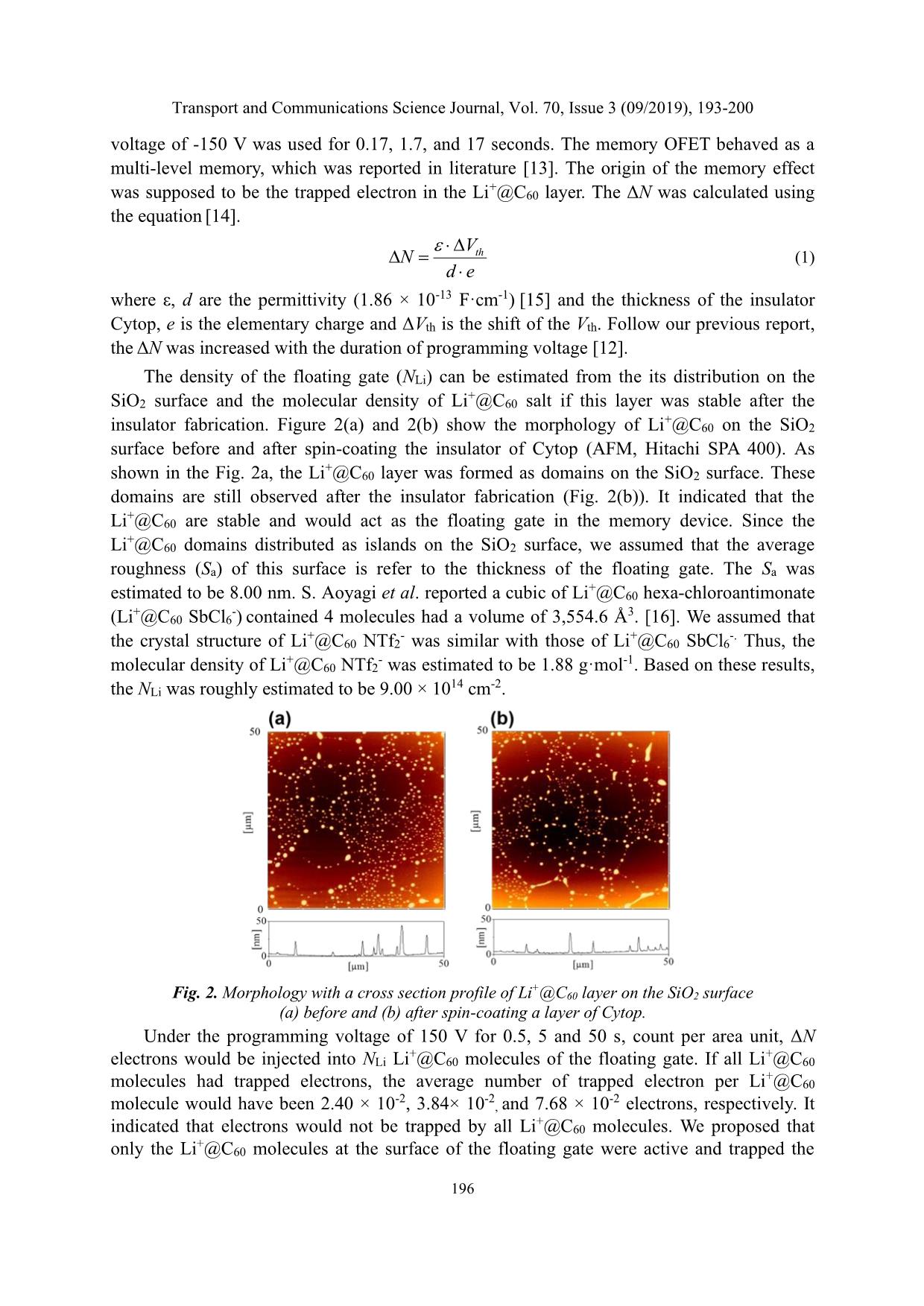 Electron trapping mechanism in a multi - level organic fet memory using lithium-ionencapsulated fullerene as the floating gate trang 4