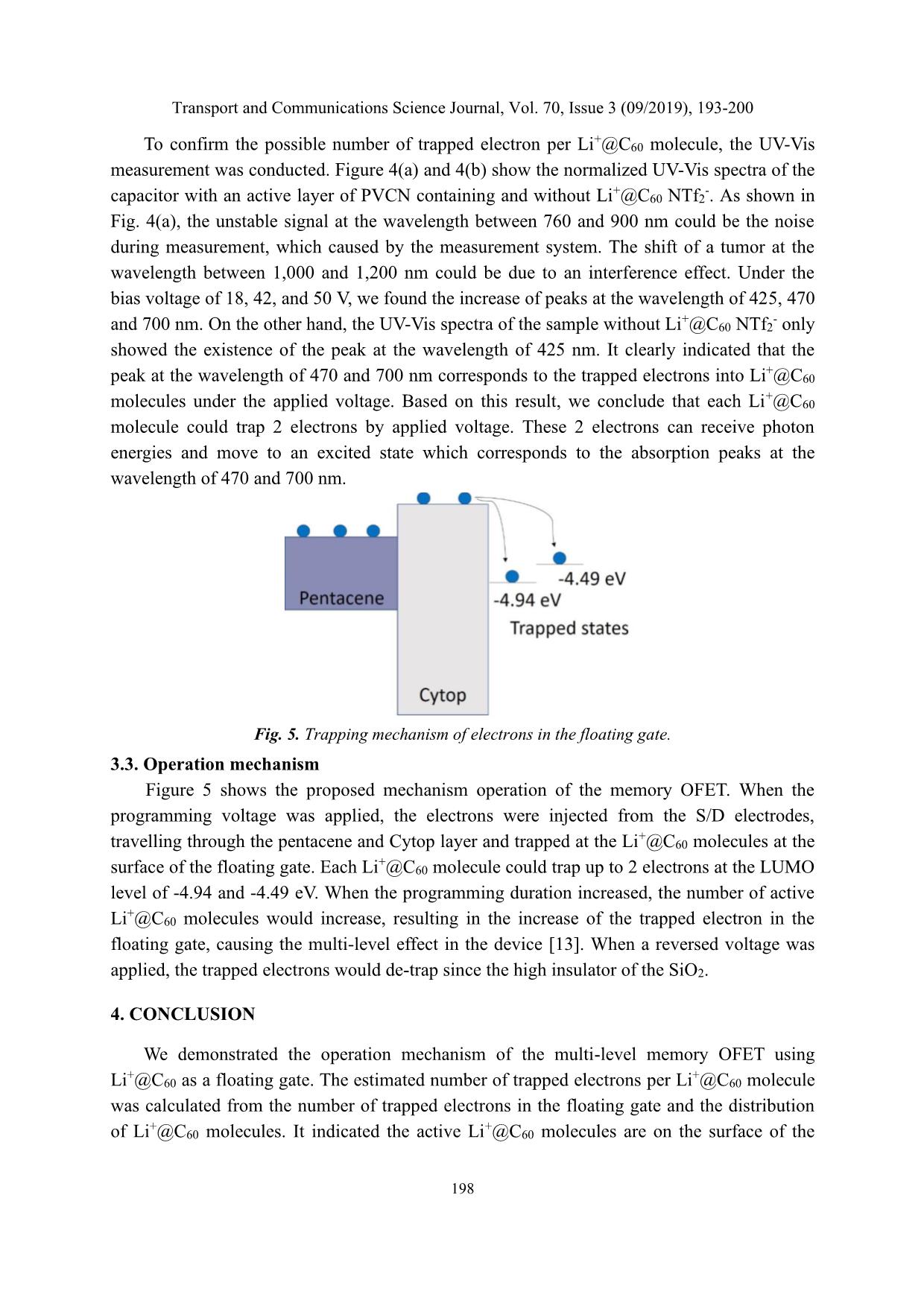 Electron trapping mechanism in a multi - level organic fet memory using lithium-ionencapsulated fullerene as the floating gate trang 6