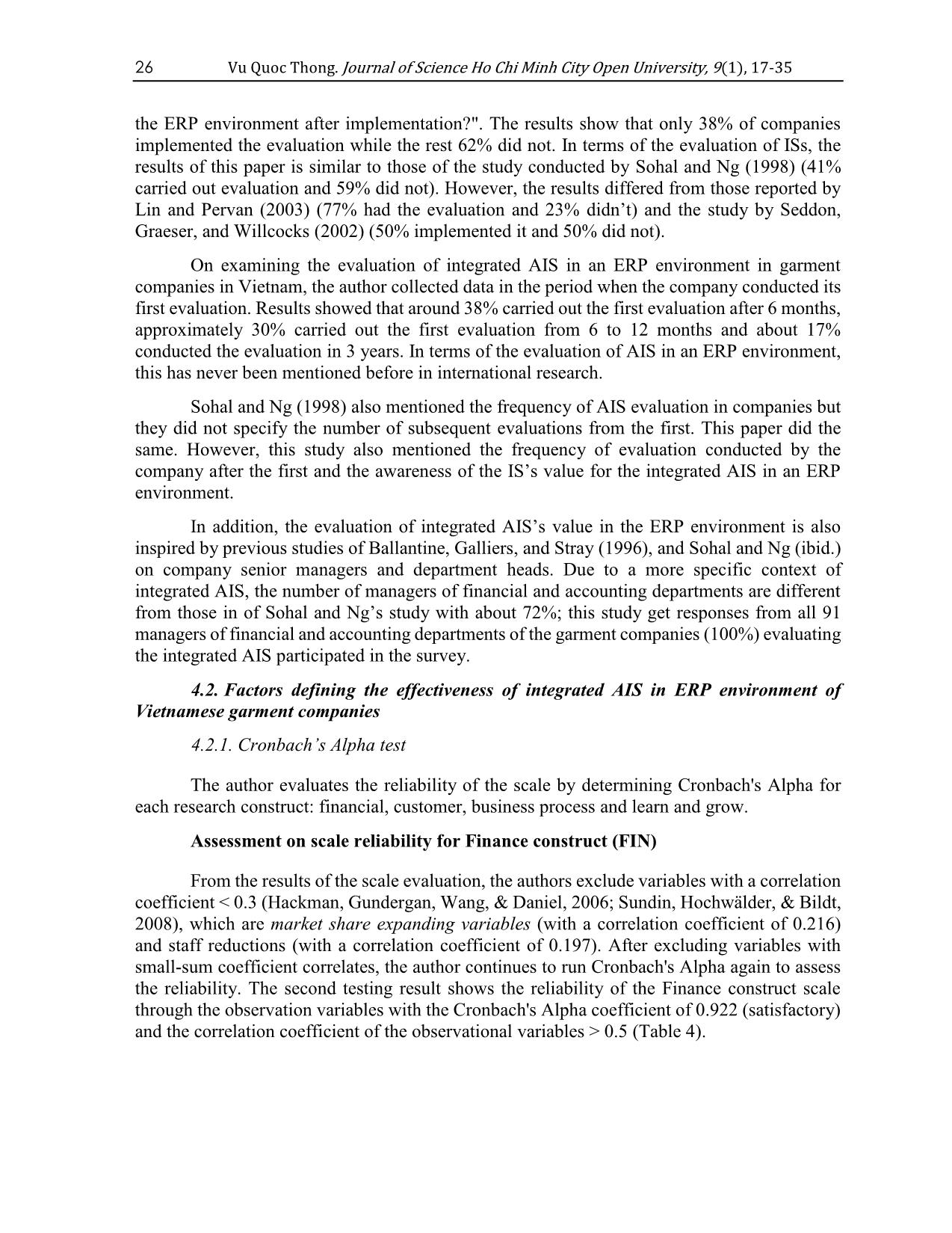 Evaluating the effectiveness of integrated accounting information Systems (AIS) in ERP environment of Vietnamese garment companies trang 10