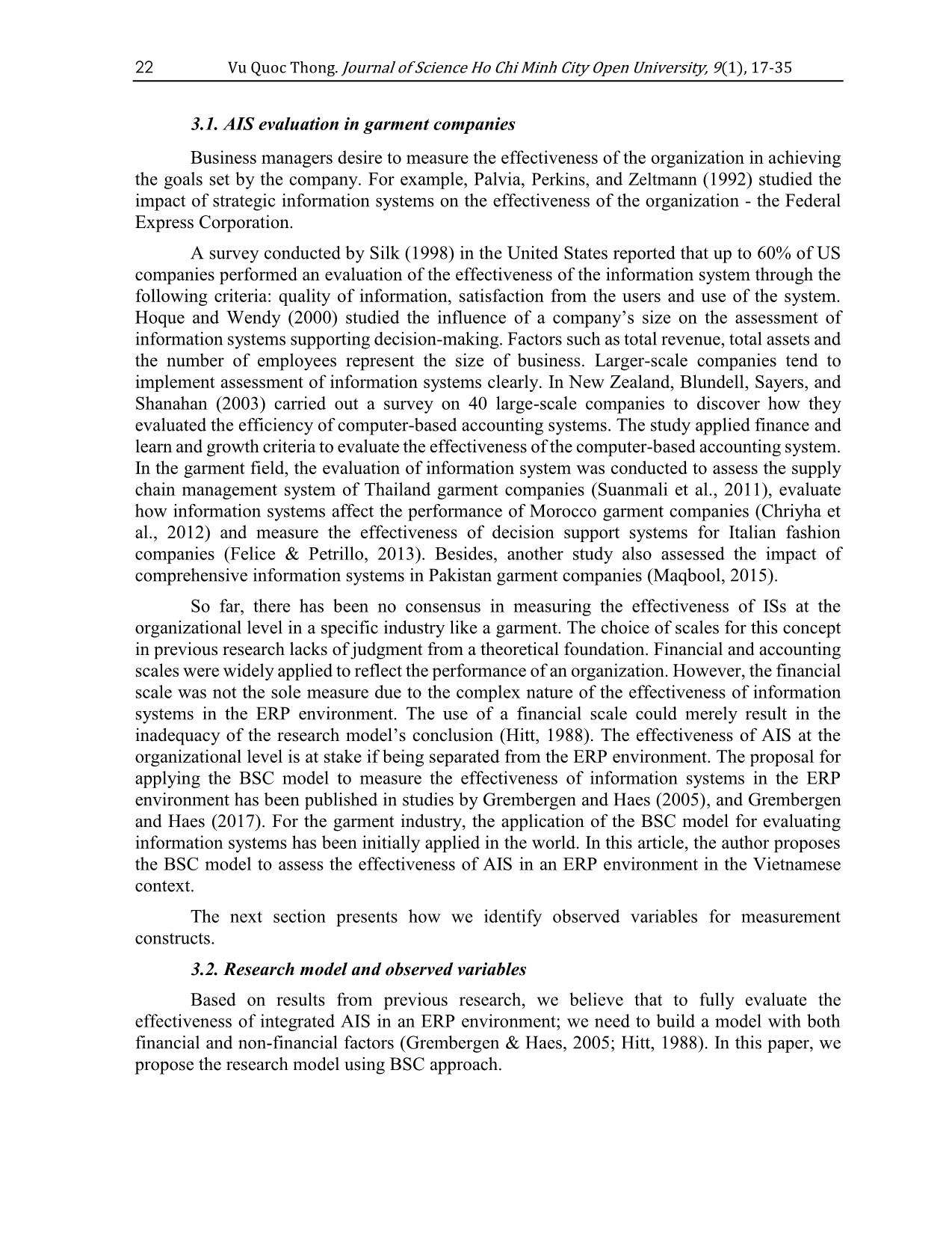 Evaluating the effectiveness of integrated accounting information Systems (AIS) in ERP environment of Vietnamese garment companies trang 6