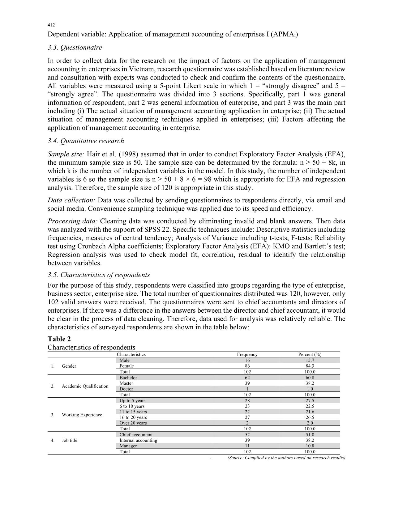 Factors affecting the application of management accounting in Vietnamese enterprises trang 10