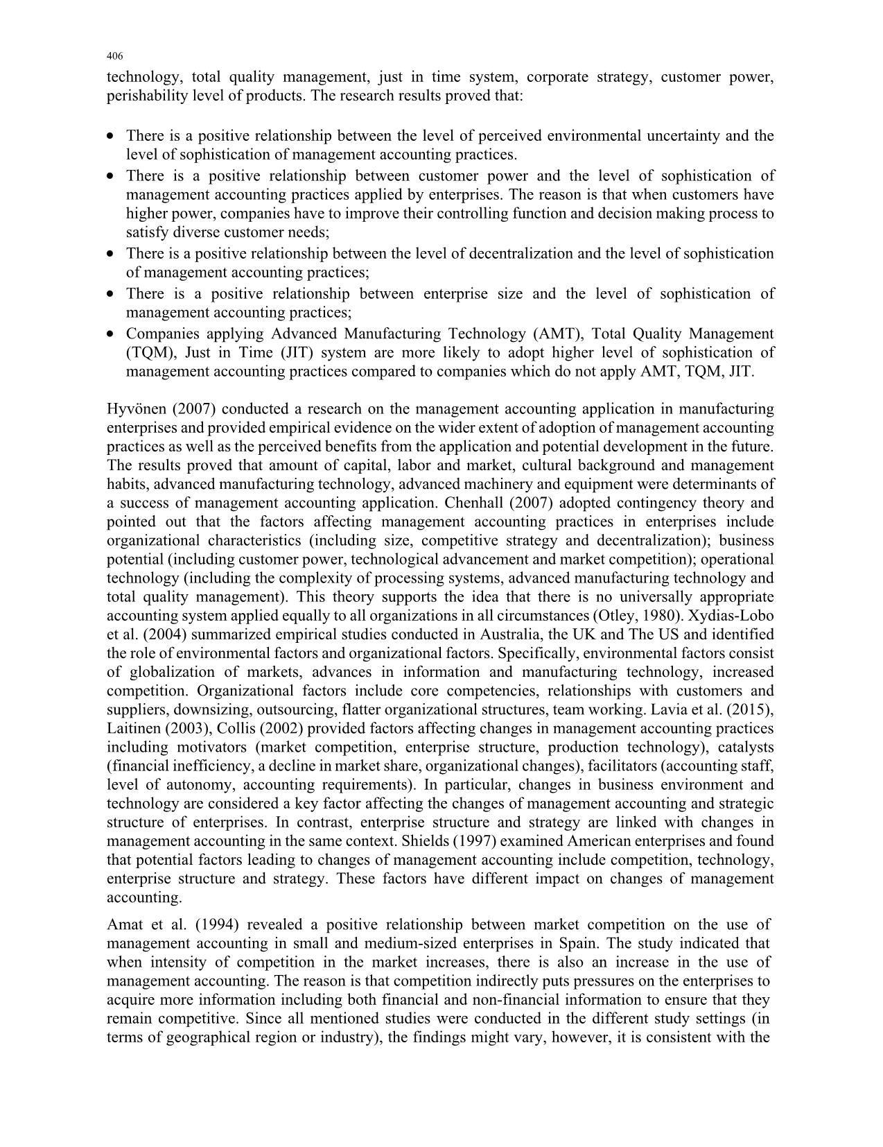 Factors affecting the application of management accounting in Vietnamese enterprises trang 4