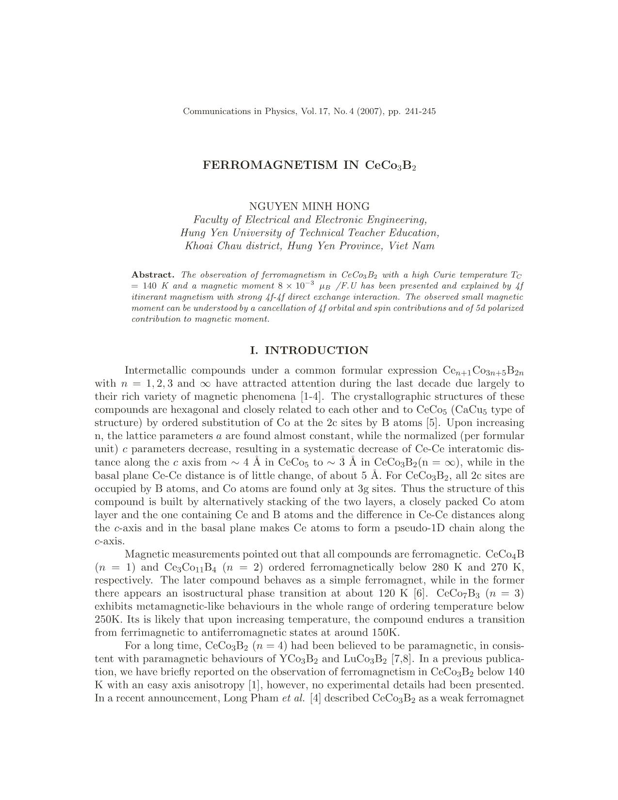 Ferromagnetism in CeCo3B2 trang 1