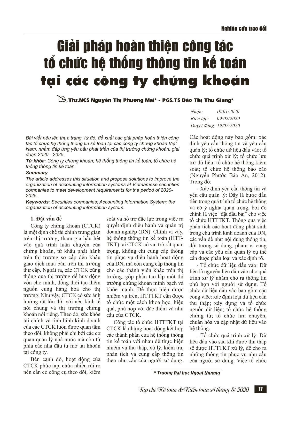 Giải pháp hoàn thiện công tác tổ chức hệ thống thông tin kế toán tại các công ty chứng khoán trang 1