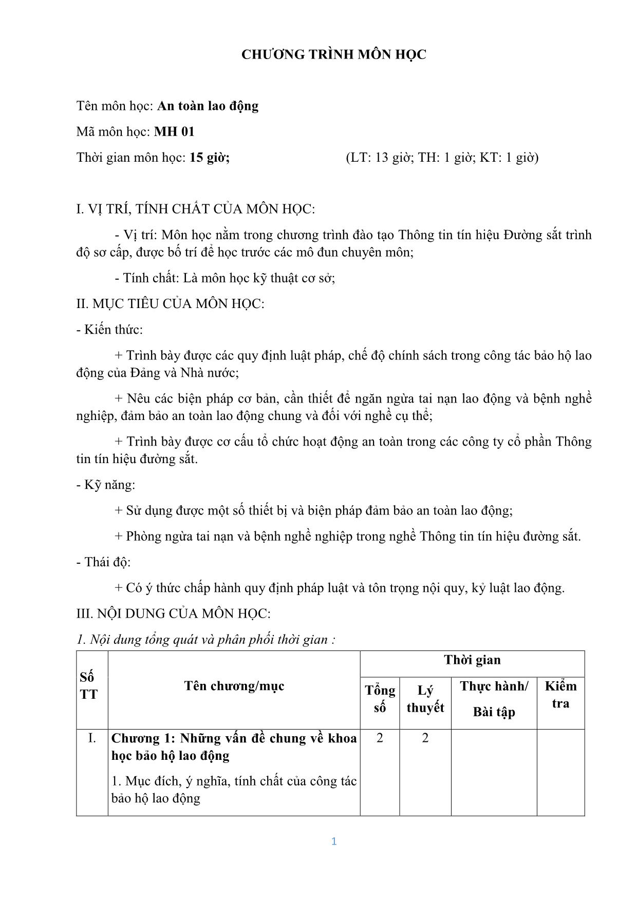 Giáo trình An toàn lao động (Bản mới) trang 1