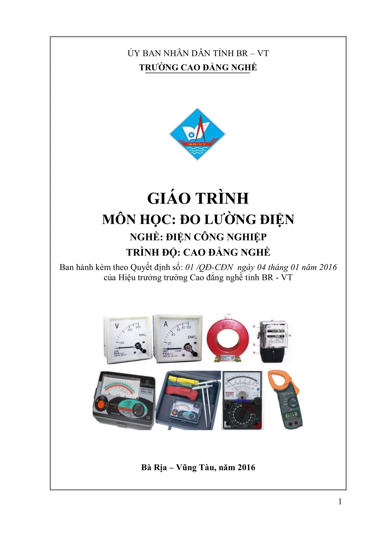 Giáo trình Đo lường điện - Điện công nghiệp trang 1