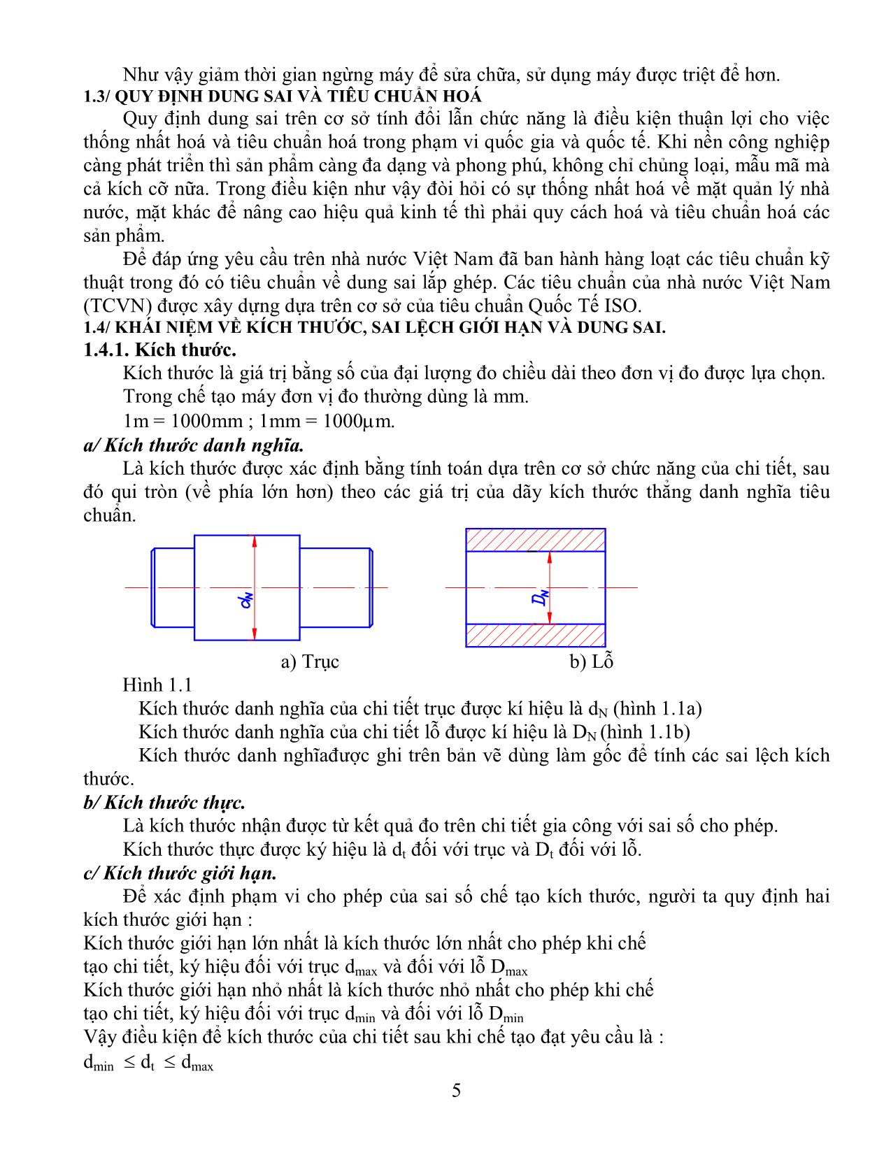 Giáo trình Dung sai lắp ghép và đo lường kỹ thuật trang 5